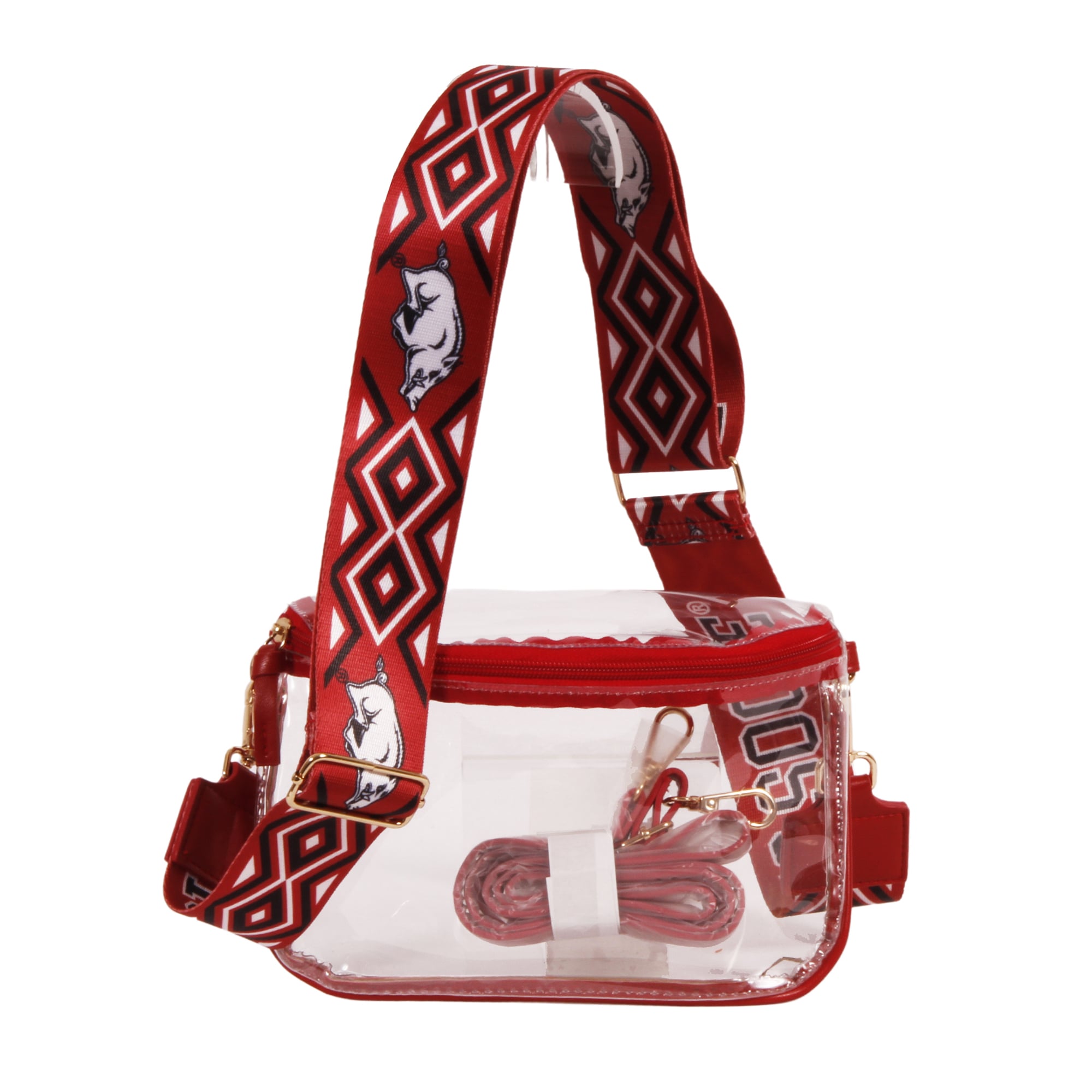 Women's Arkansas Razorbacks Hailey Clear Purse with Logo Strap
