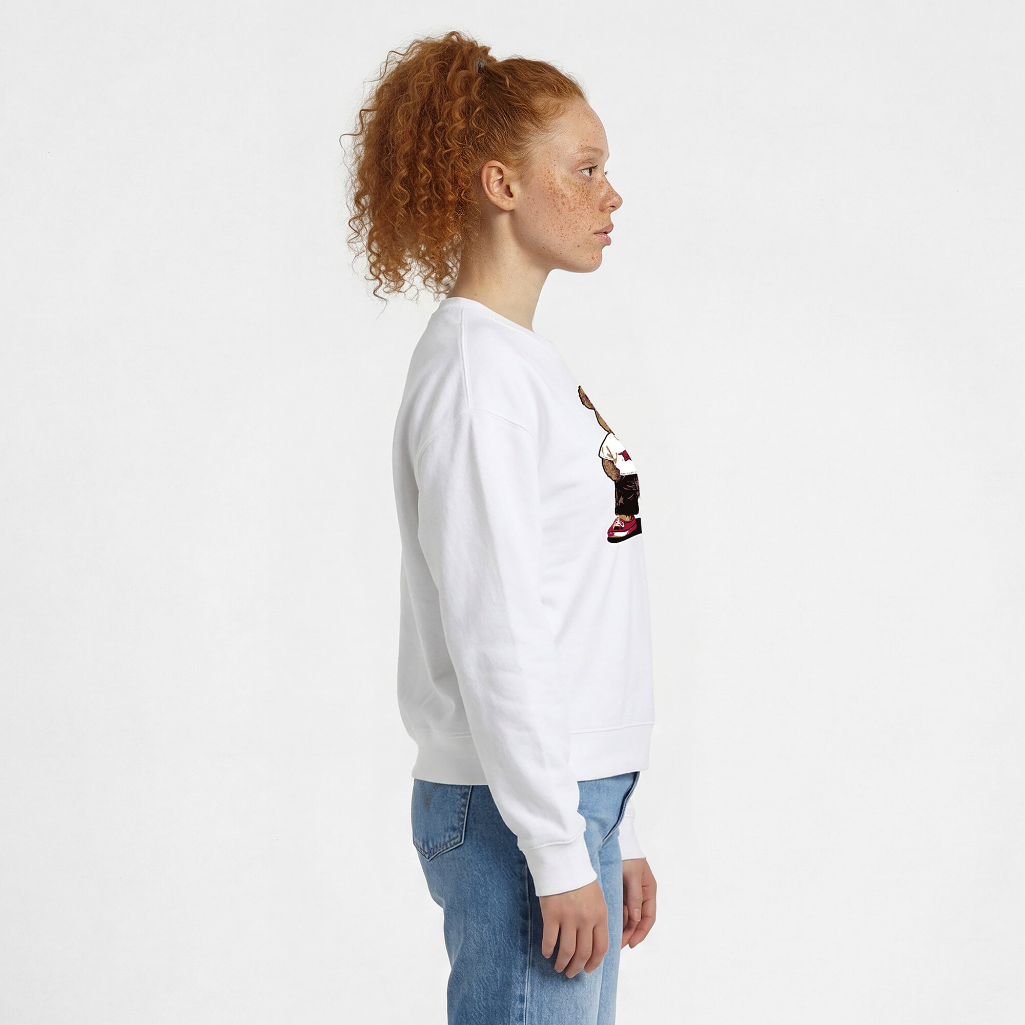 Women's Champion White Arkansas Razorbacks Teddy Bear Fleece Sweatshirt