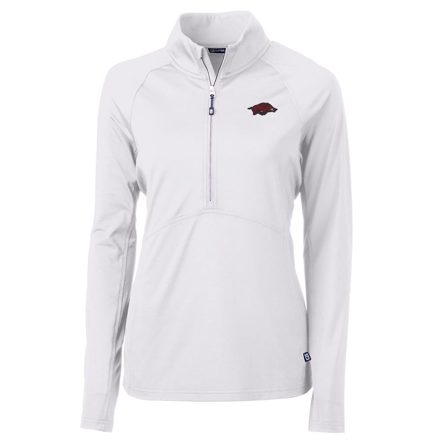 White Razorback Women's Cutter & Buck White Arkansas Razorbacks Adapt Eco Knit Half-Zip ...