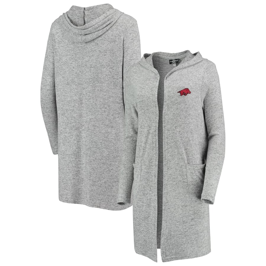Women's Heathered Gray Arkansas Razorbacks Cuddle Soft Duster Open Cardigan