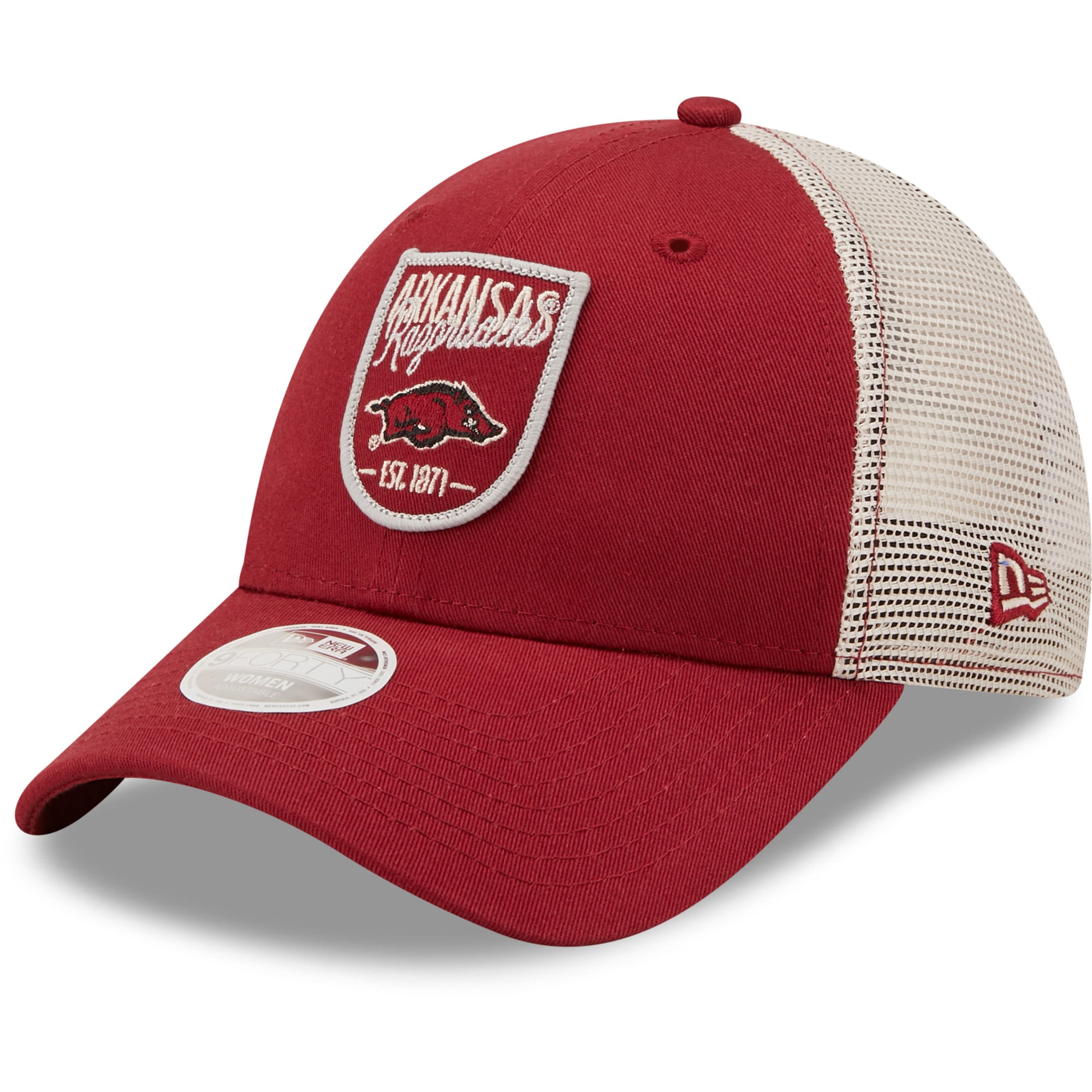 Ladies Razorback Hat Women's New Era Cardinal Arkansas Razorbacks Retro State Trucker 9FORTY ...