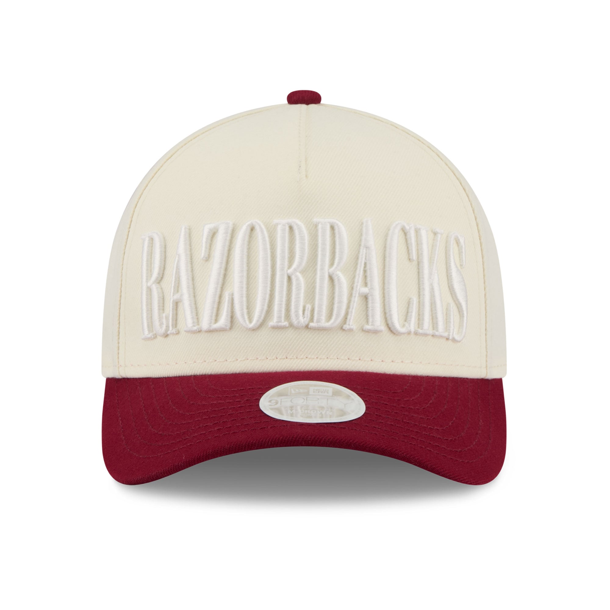 Casquette ajustable New Era blanche/rouge Arkansas Razorbacks 9FORTY pour femme