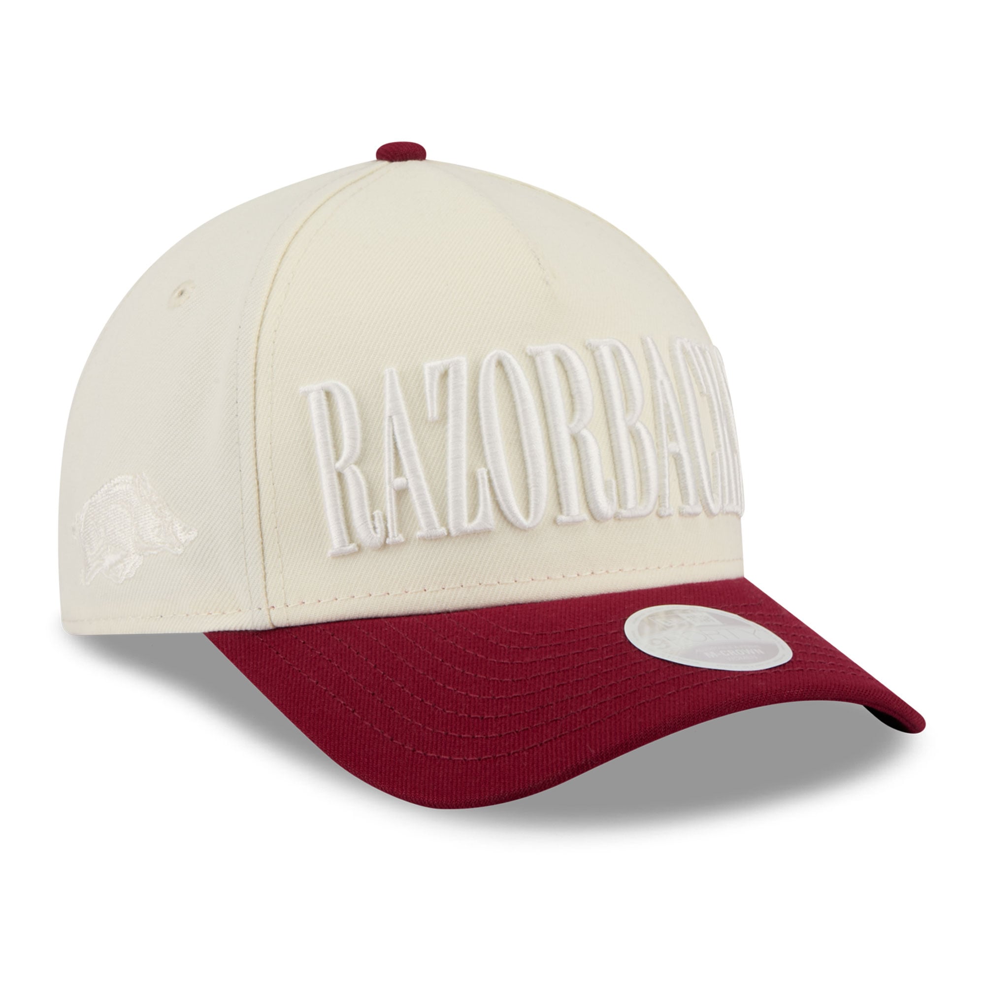 Casquette ajustable New Era blanche/rouge Arkansas Razorbacks 9FORTY pour femme