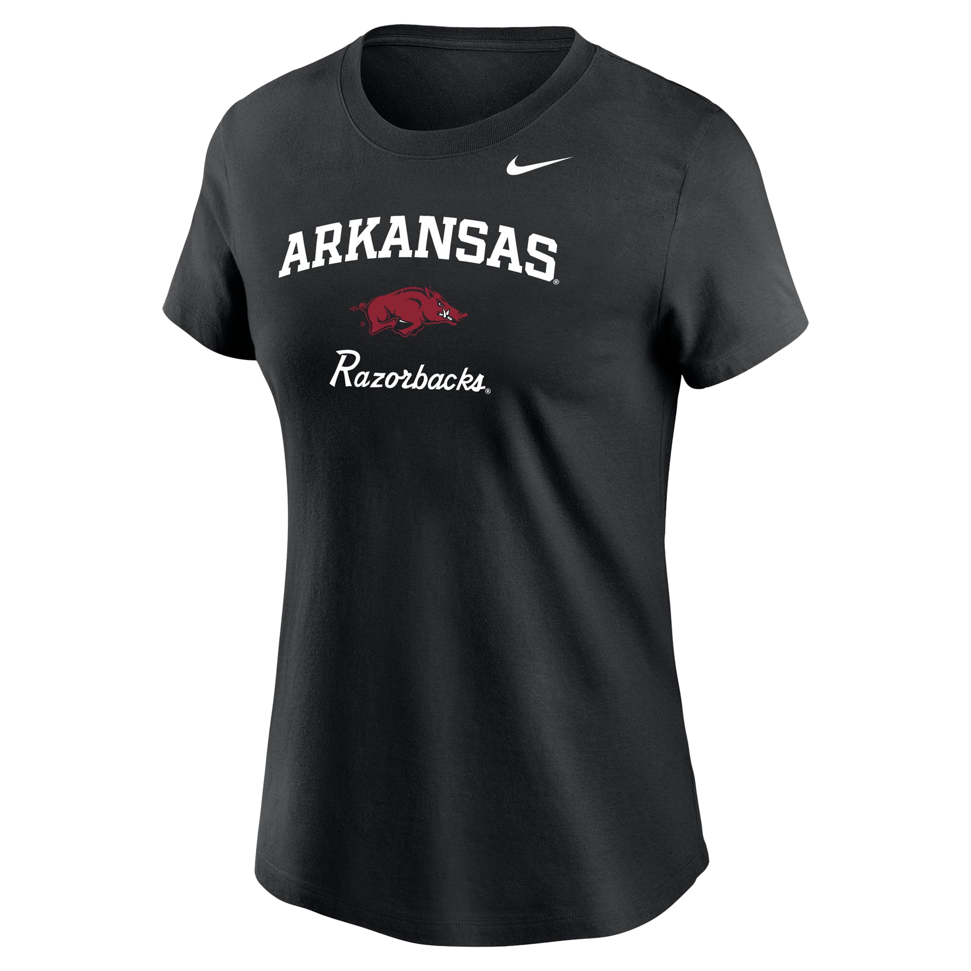 T-shirt Nike noir pour femme, motif Arkansas Razorbacks