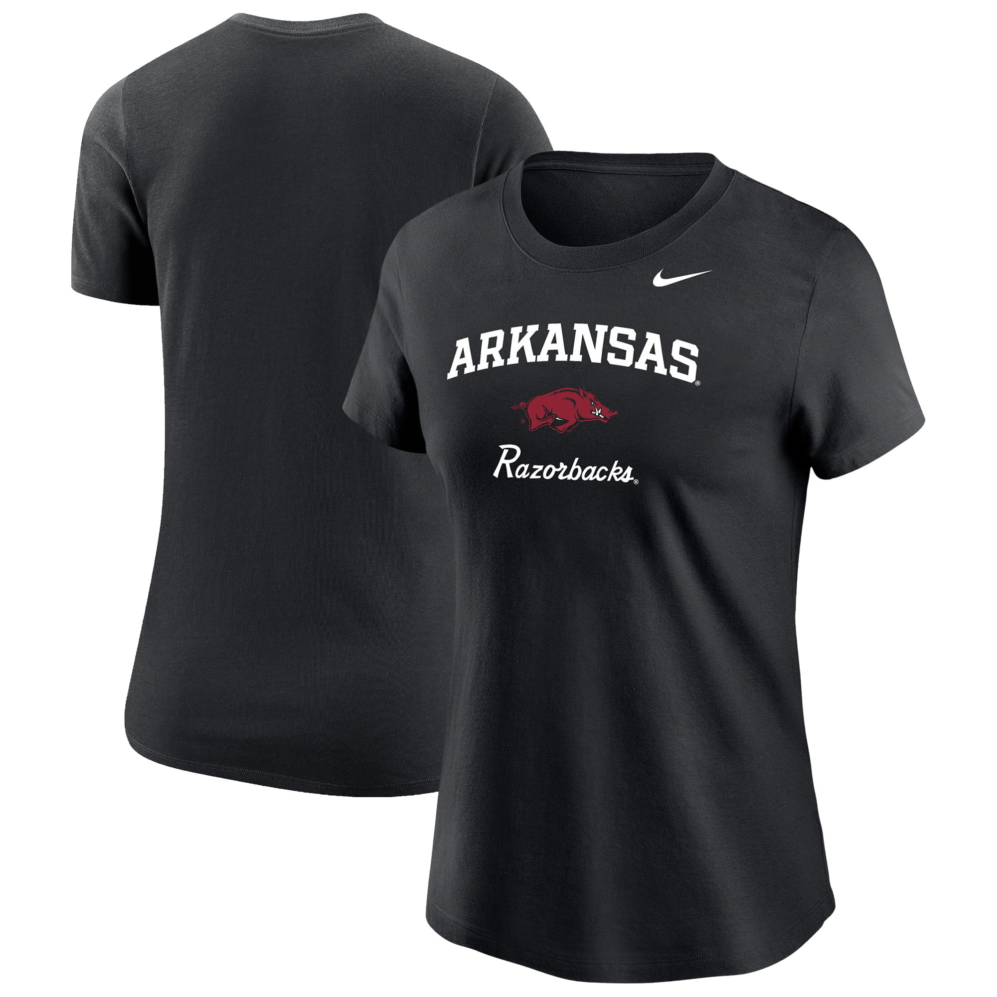 T-shirt Nike noir pour femme, motif Arkansas Razorbacks