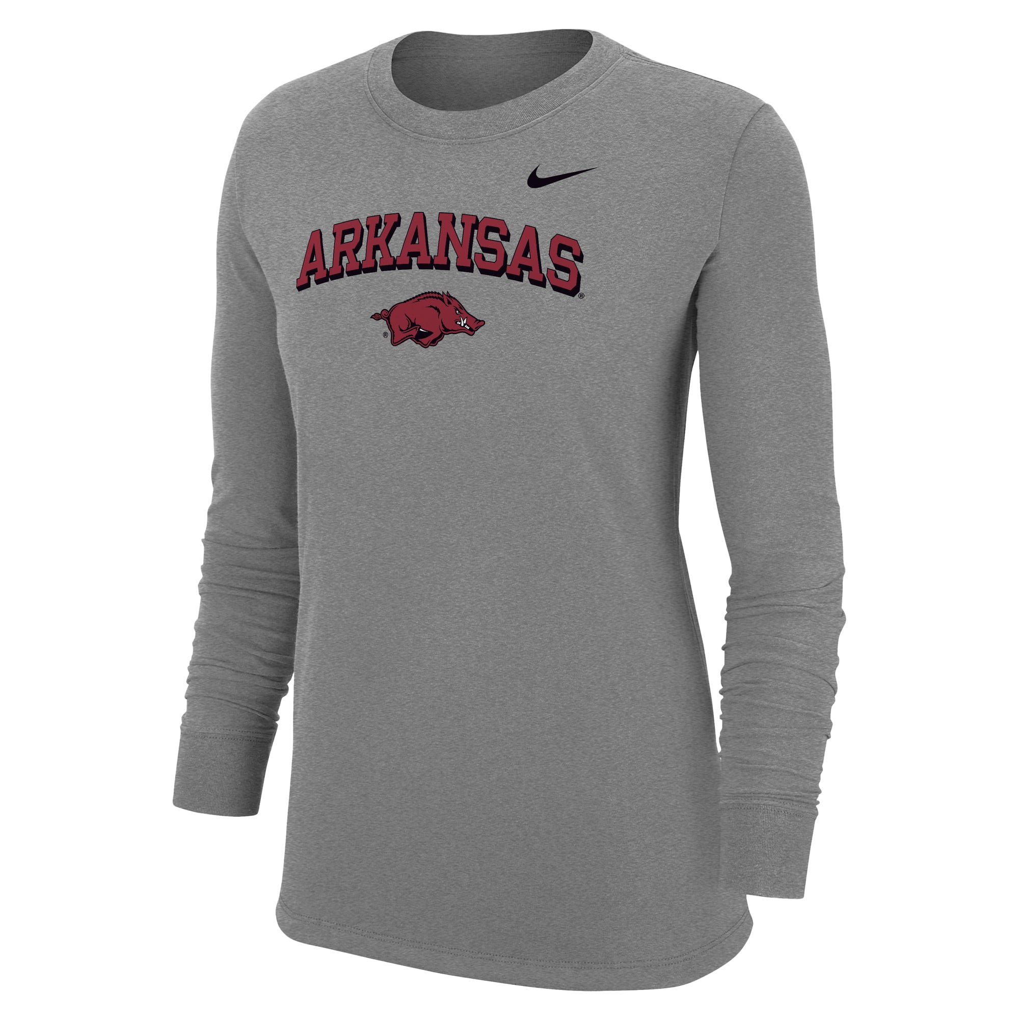 T-shirt à manches longues Nike Heather Gray Arkansas Razorbacks Core pour femmes