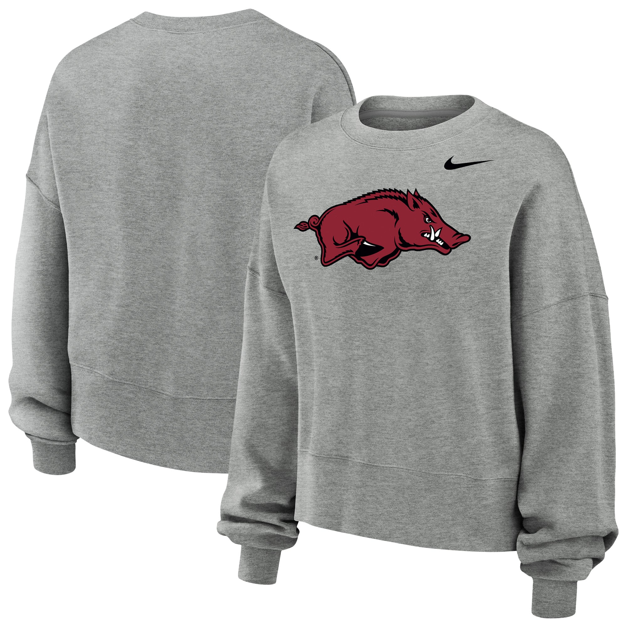 Women's Nike Heather Gray Arkansas Razorbacks Phoenix Fleece Pullover Sweatshirt