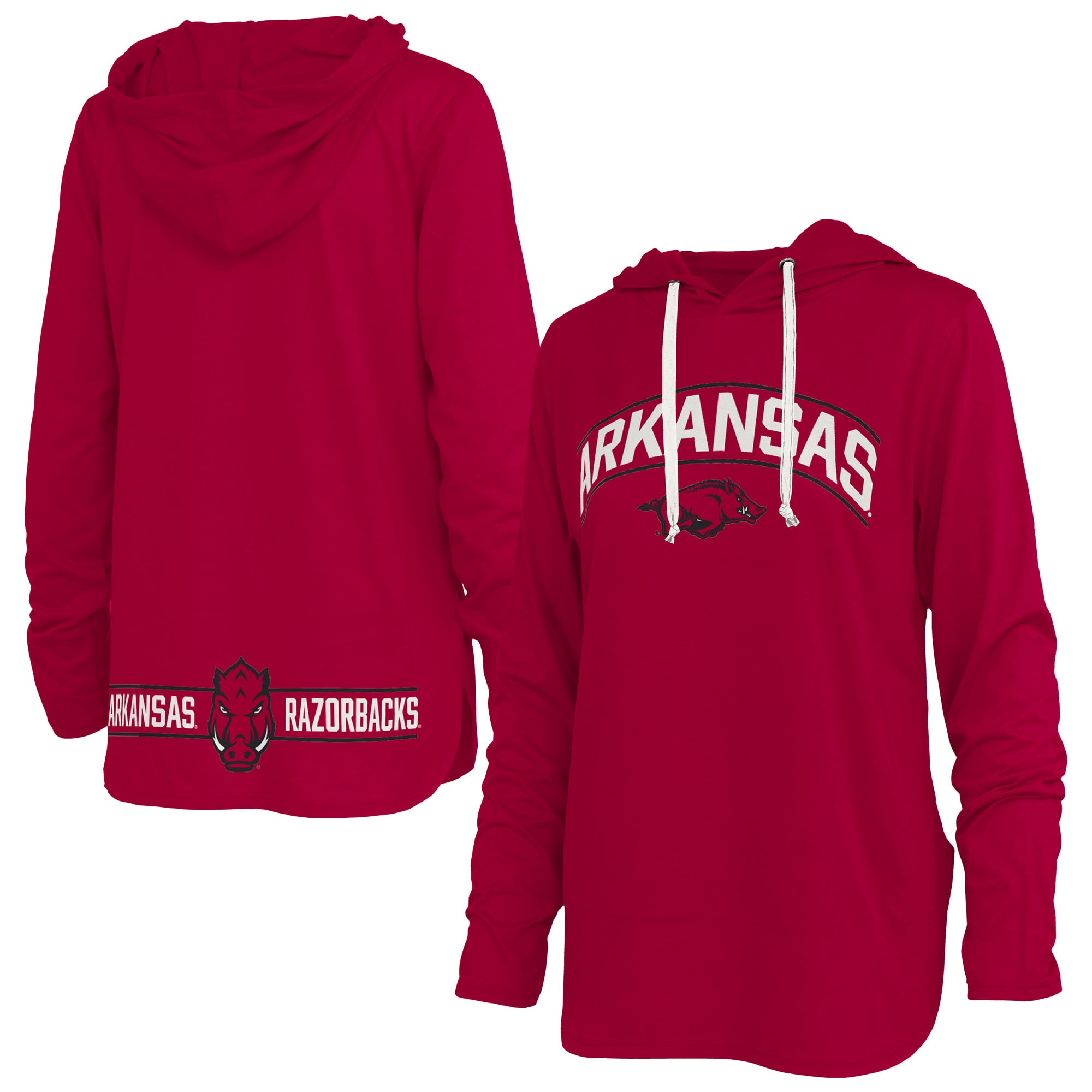 T-shirt à capuche manches longues Allie des Cardinal Arkansas Razorbacks pour femmes de Pressbox