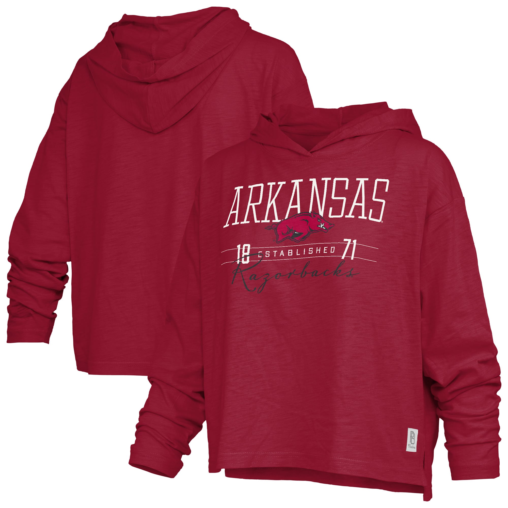 Women's Pressbox  Cardinal Arkansas Razorbacks Castillo Slub Waist Length Long Sleeve Hooded T-Shirt