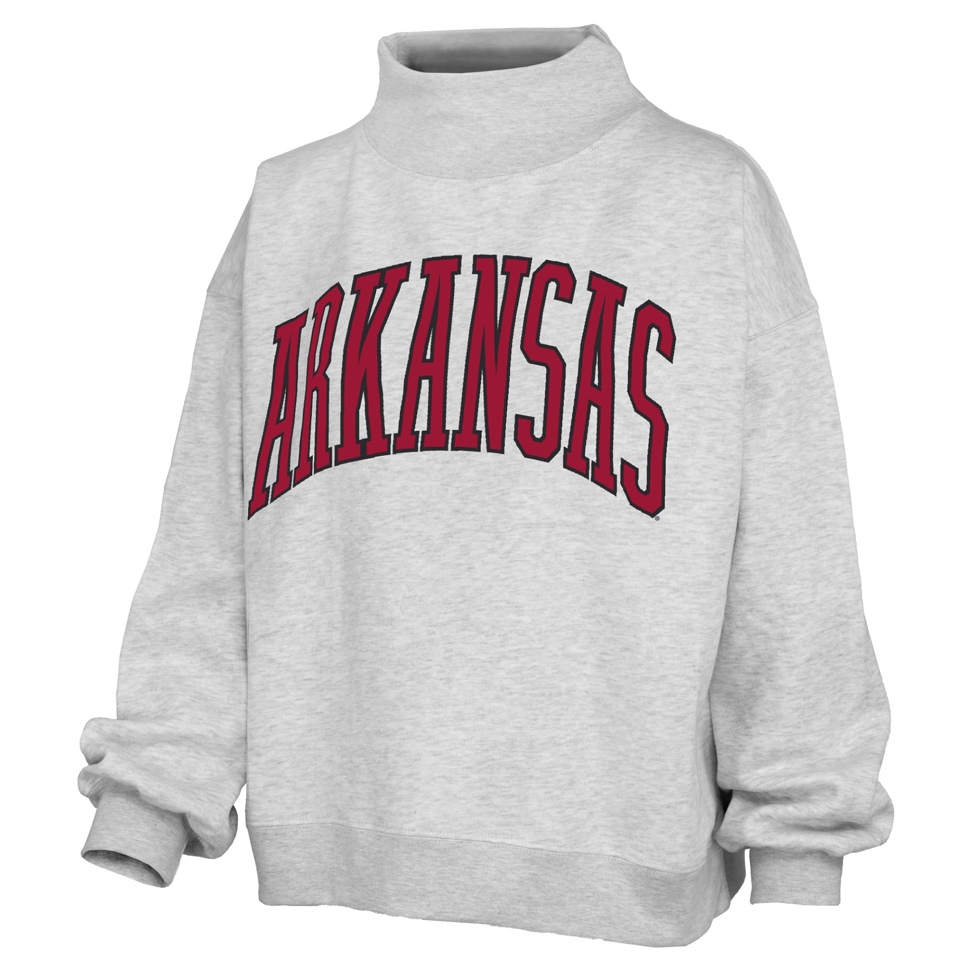 Women's Pressbox Heather Gray Arkansas Razorbacks Oversized Nelson Mock Neck Sweatshirt