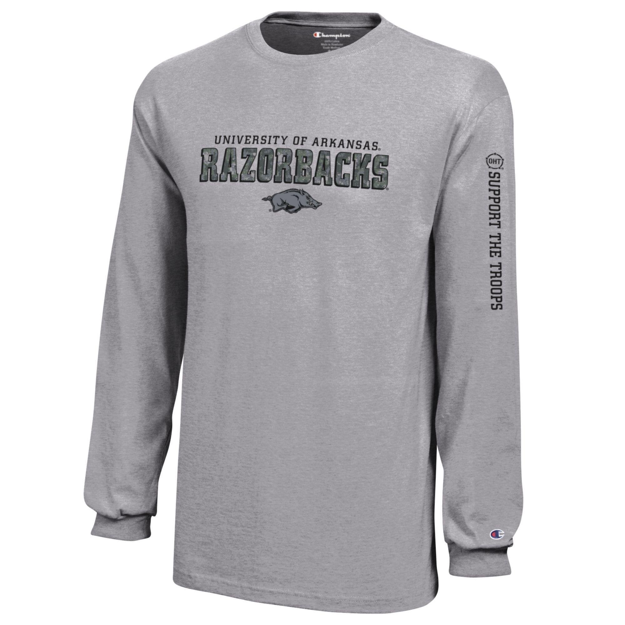 Arkansas Razorbacks Shop Arkansas Razorbacks Champion Youth Operation Hat Trick Long Sleeve T ...