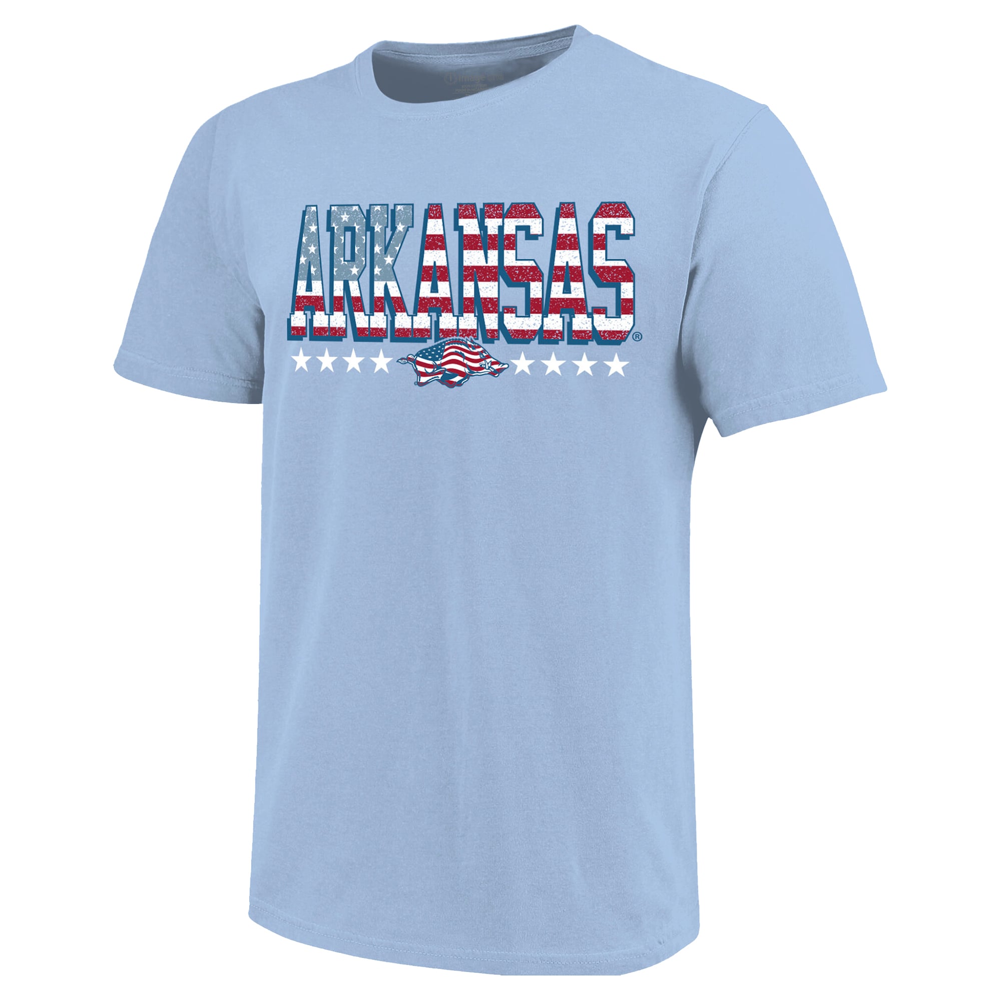 T-shirt bleu clair pour jeunes Arkansas Razorbacks avec drapeau américain