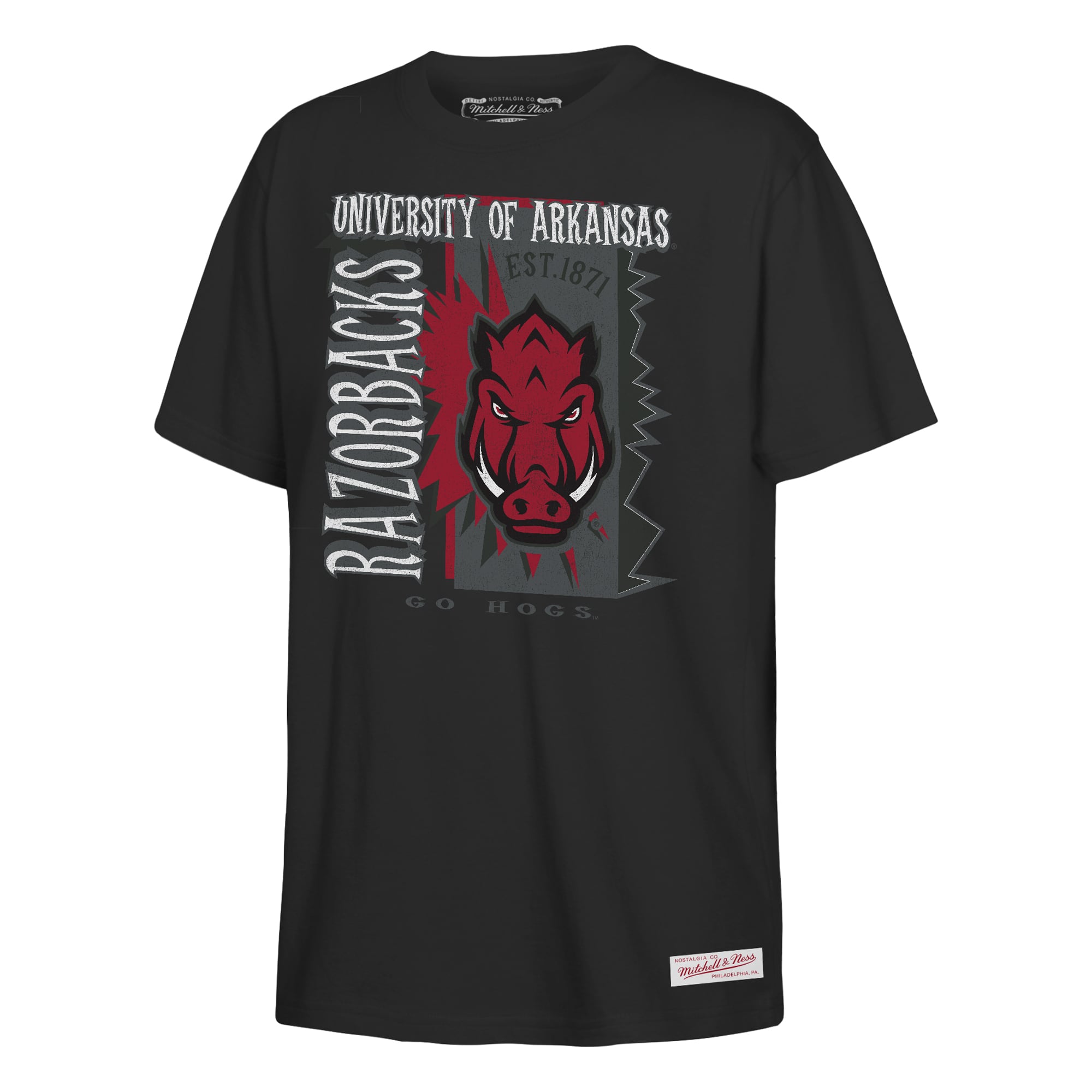 T-shirt Mitchell & Ness noir Arkansas Razorbacks pour jeunes, style rétro années 90