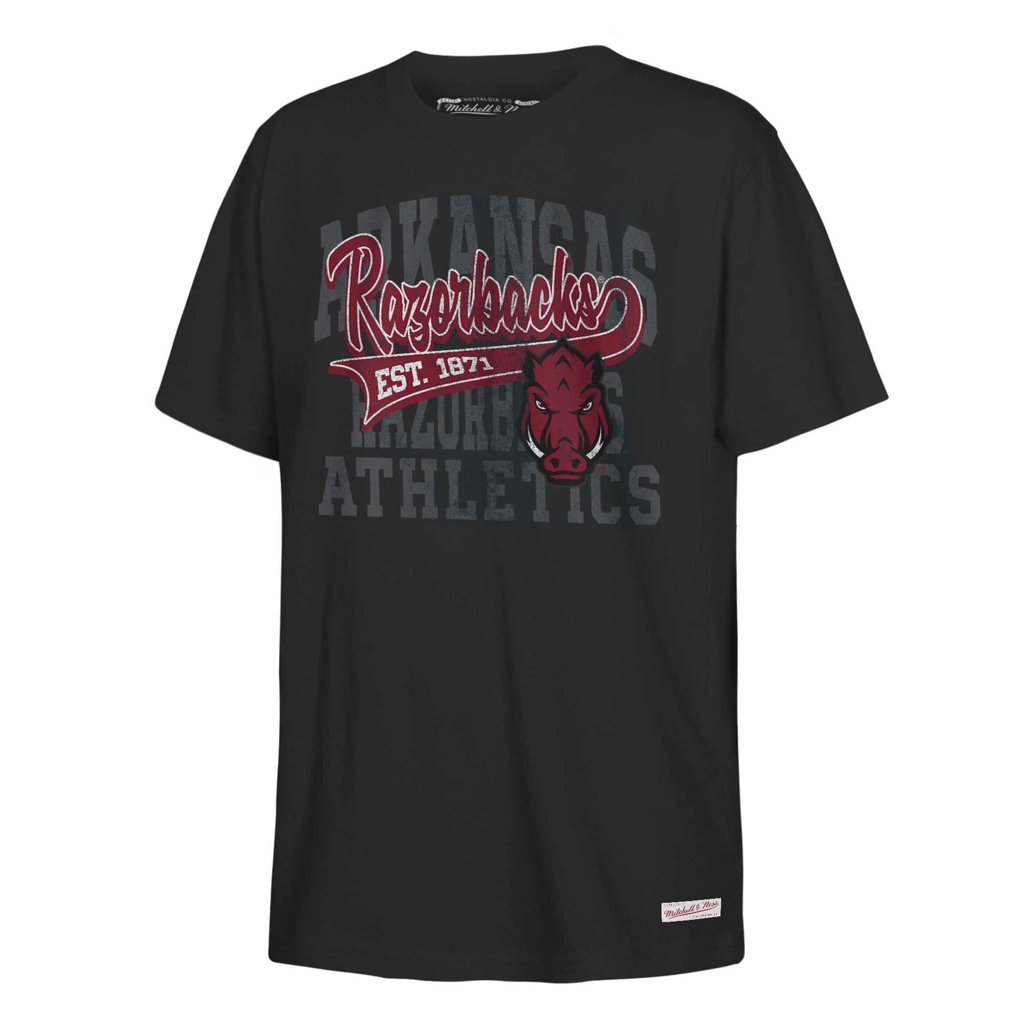 Youth Mitchell & Ness  Black Arkansas Razorbacks Retro Sweeper T-Shirt