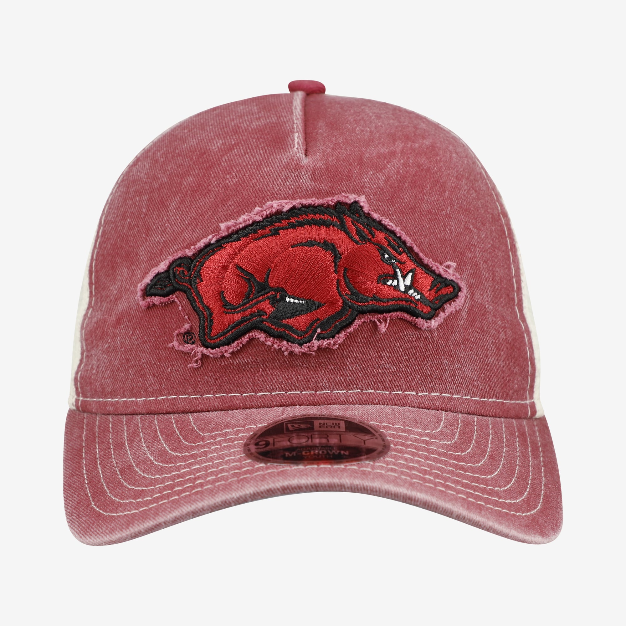 Casquette trucker rétro ajustable New Era Cardinal Arkansas Razorbacks 9FORTY A-Frame M-Crown pour jeunes