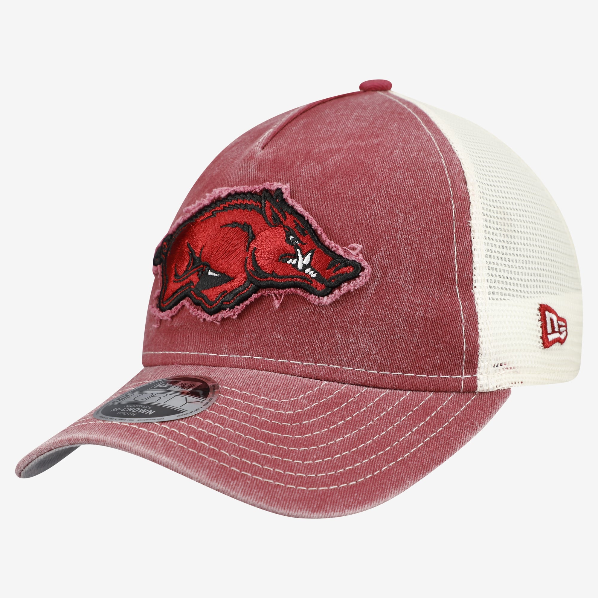 Casquette trucker rétro ajustable New Era Cardinal Arkansas Razorbacks 9FORTY A-Frame M-Crown pour jeunes
