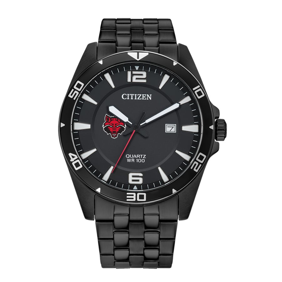 Men's Arkansas State Red Wolves Citizen Quartz Black-Tone Stainless ...