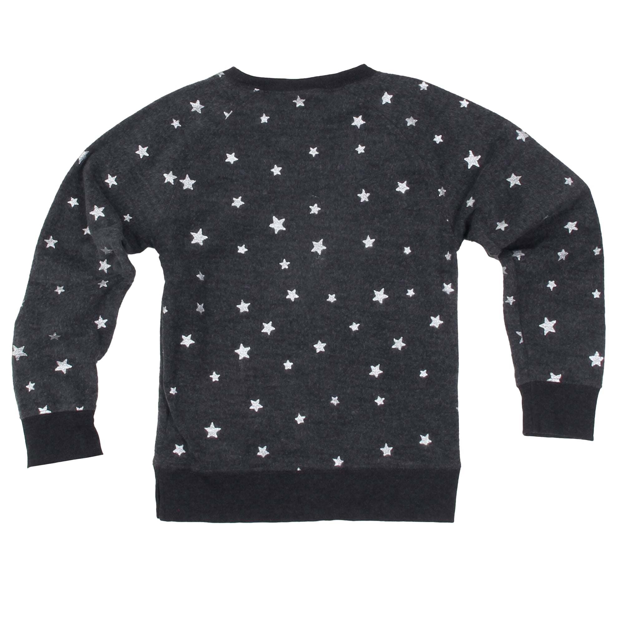 Girls Youth Wes & Willy Black Army Knights Shimmer Star Reverse Fleece Sweatshirt
