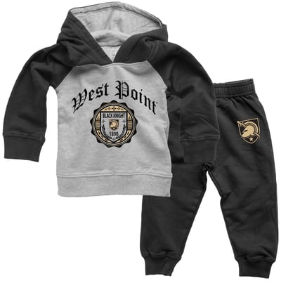  Army Black Knights Wes & Willy Infant Raglan Hoodie and Sweatpants Set - Black
