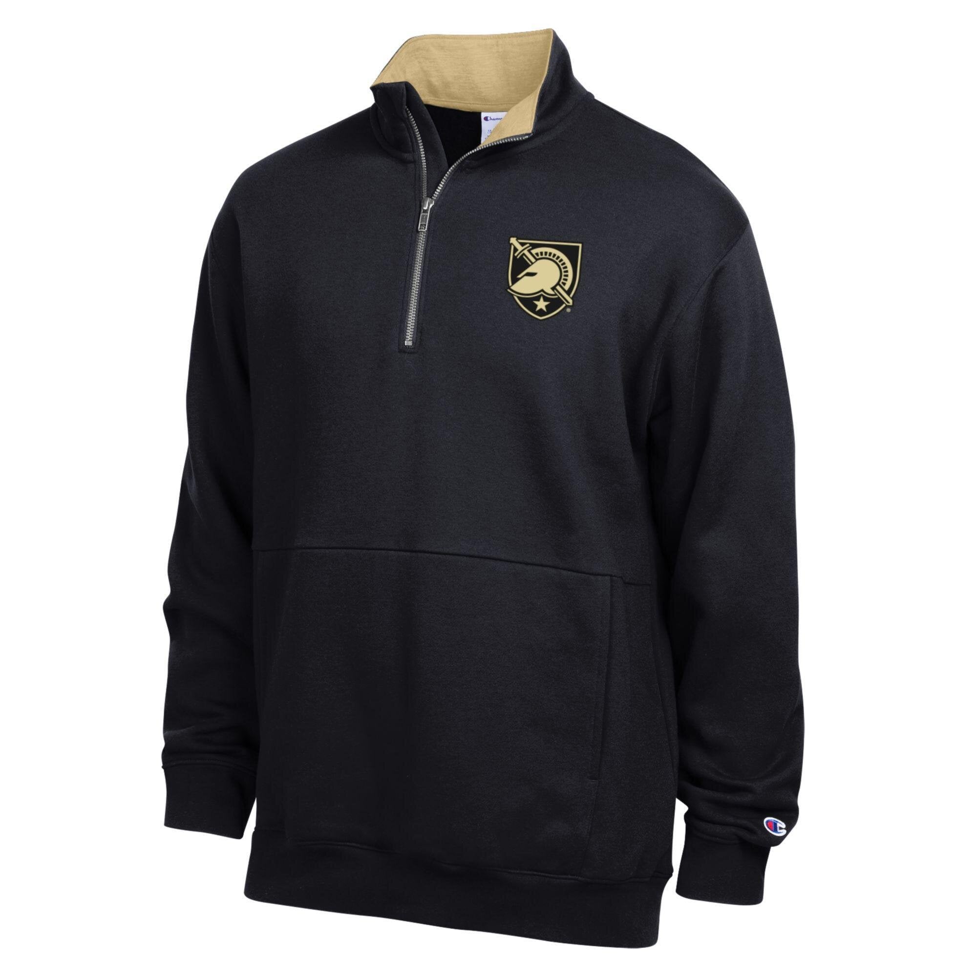 Men's Champion Black Army Knights Fleece Quarter-Zip Pullover