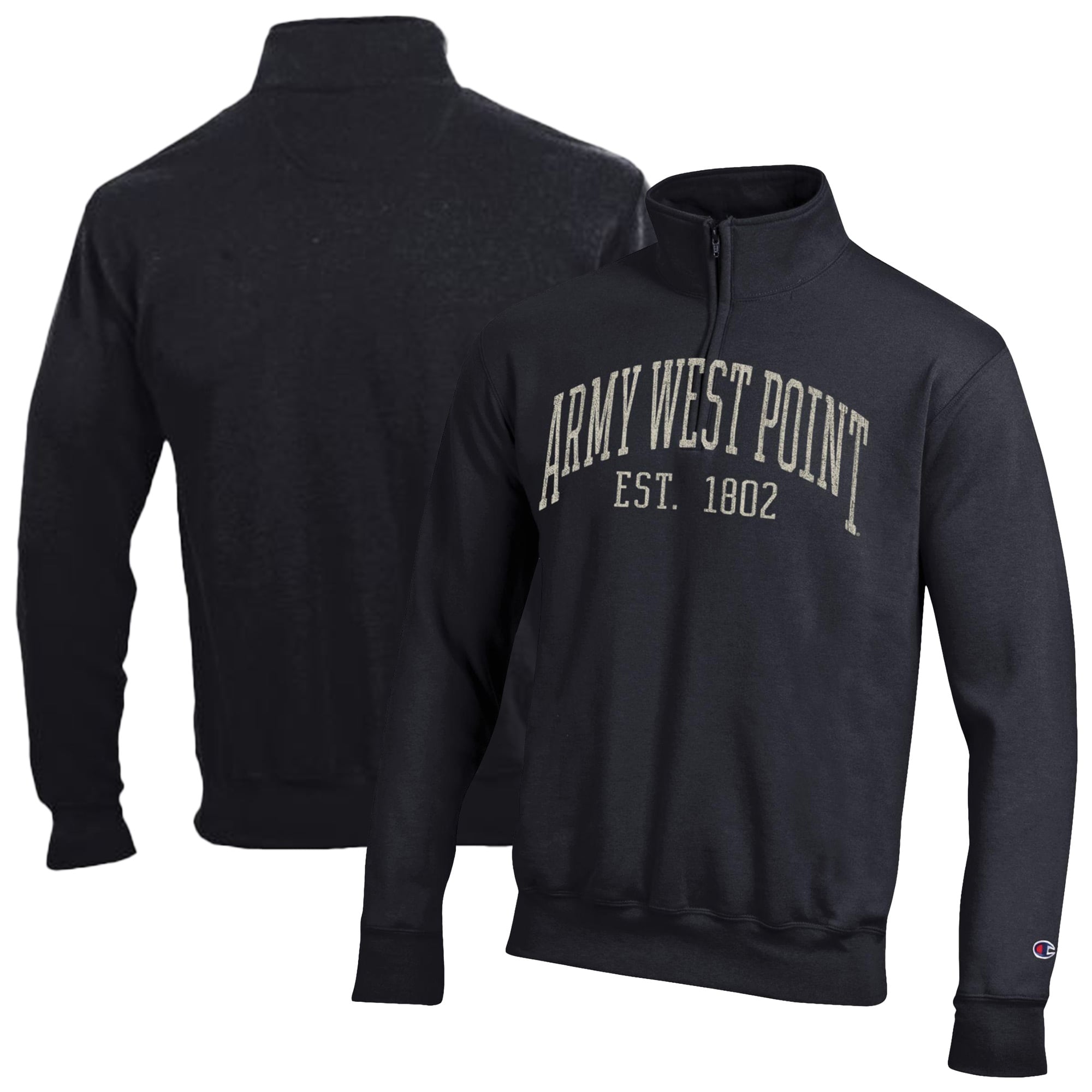 Men's Champion Black Army Knights Powerblend Quarter-Zip Pullover