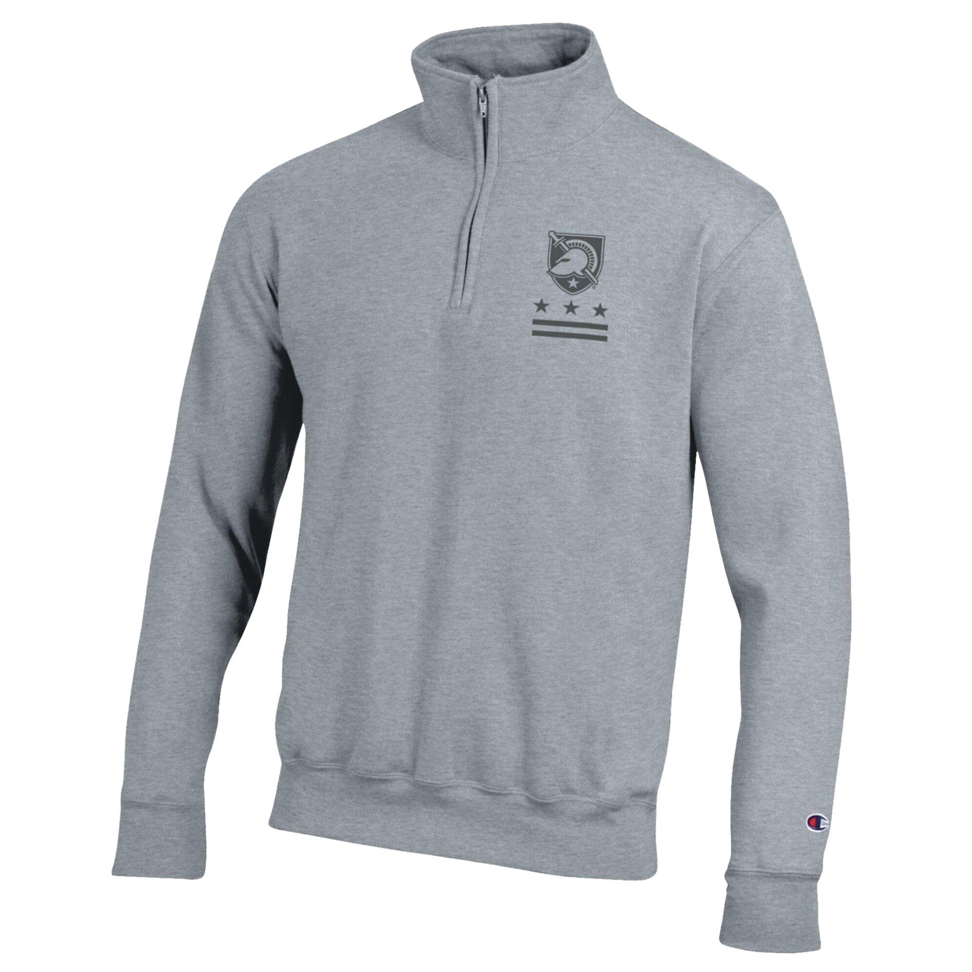 Men's Champion  Heather Gray Army Black Knights Operation Hat Trick Flag Powerblend Fleece Quarter-Zip Pullover