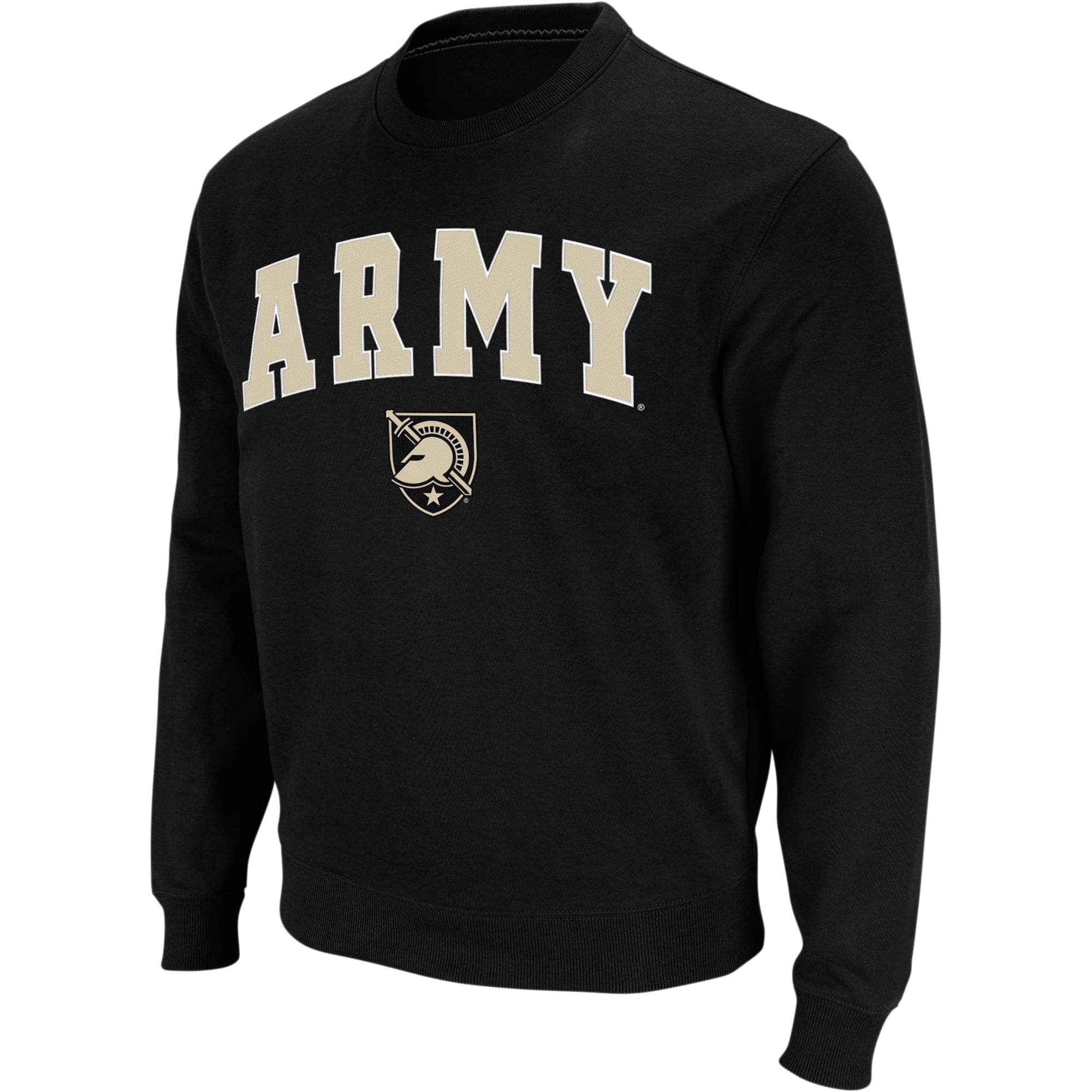 Sweat-shirt à col rond Colosseum pour homme, gris chiné, motif chevaliers noirs, arche et logo.