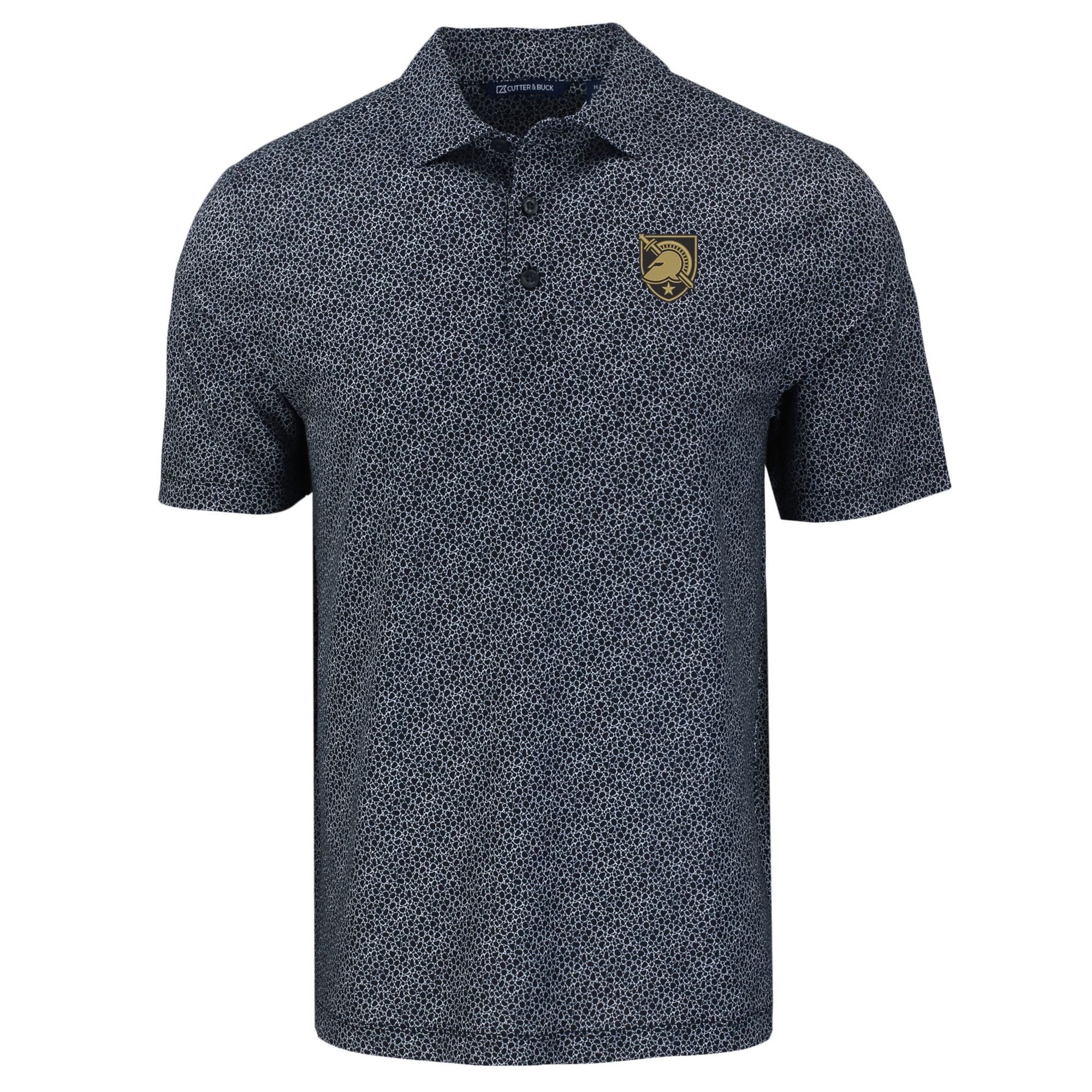 Men's Cutter & Buck Black Army Knights Pike Eco Pebble Print Recycled Polo