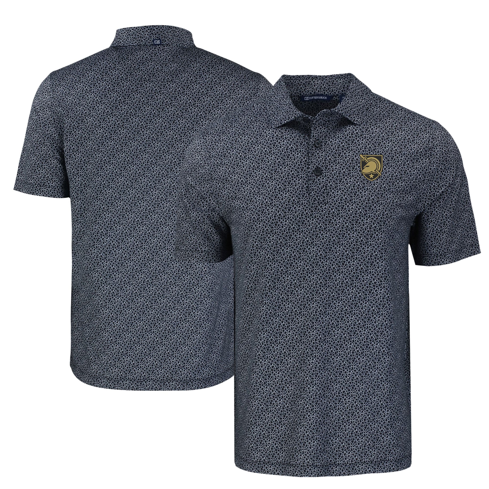 Men's Cutter & Buck Black Army Knights Pike Eco Pebble Print Recycled Polo
