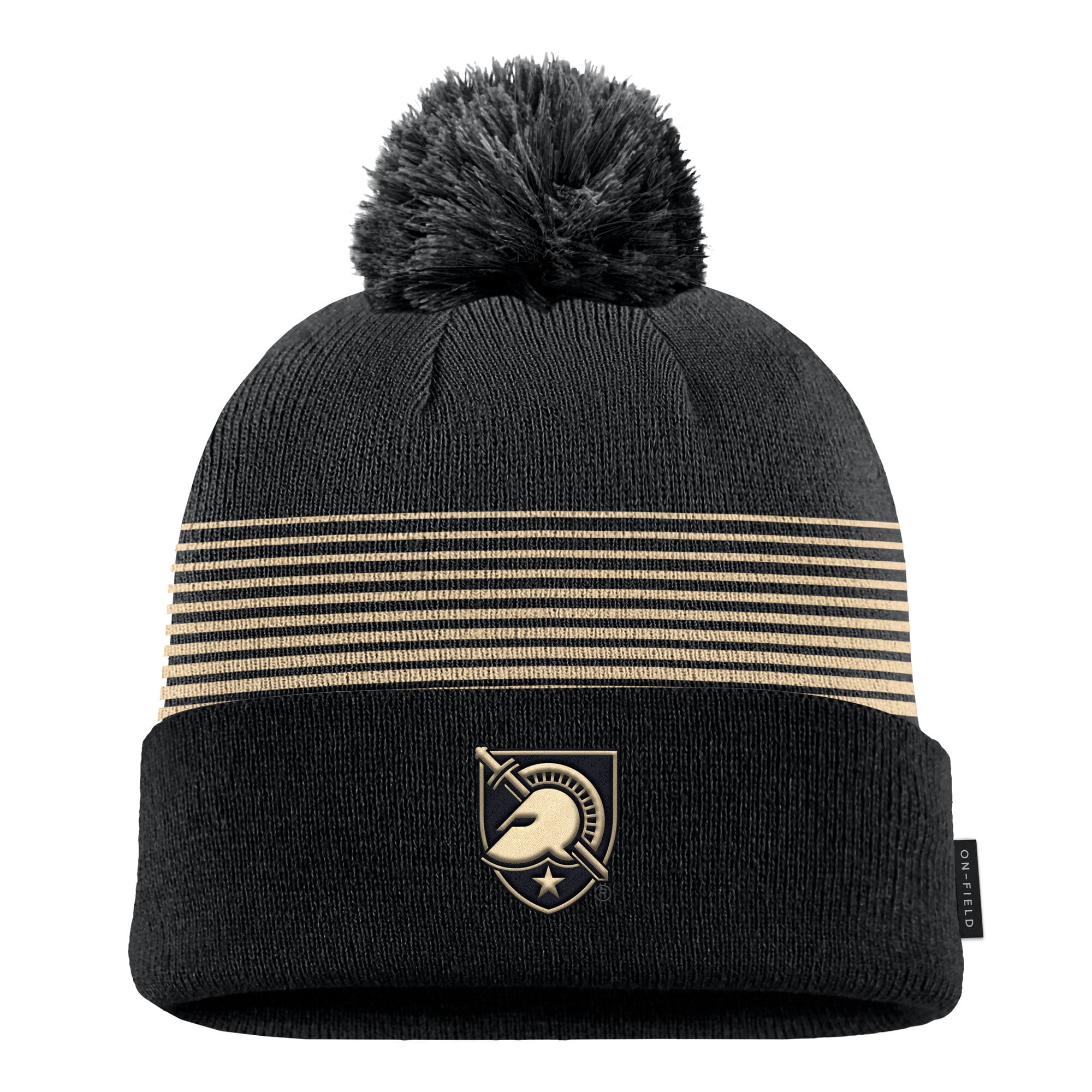 Men's Nike Black Army Black Knights 2026 On-Field Peak Cuffed Knit Hat with Pom