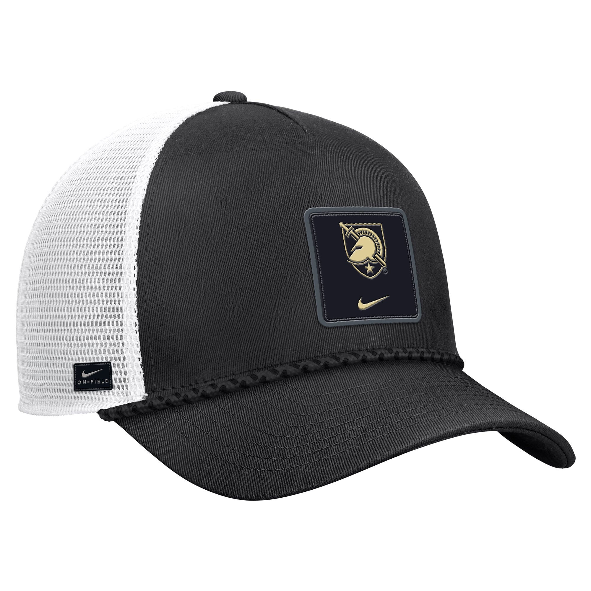 Men's Nike Black Army Black Knights 2026 On-Field Rope Adjustable Trucker Hat