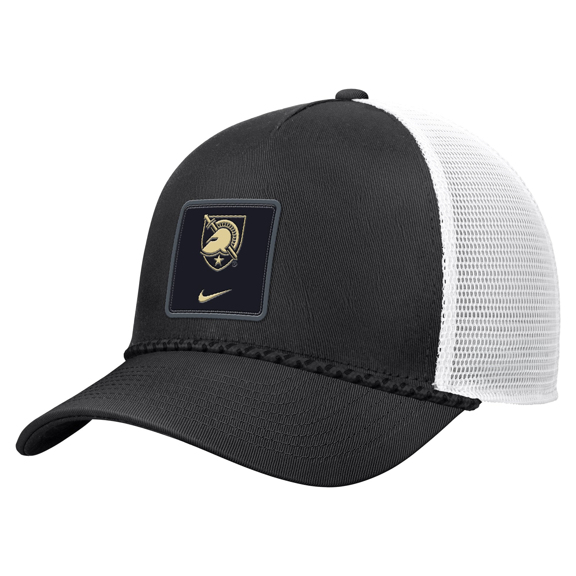 Men's Nike Black Army Black Knights 2026 On-Field Rope Adjustable Trucker Hat