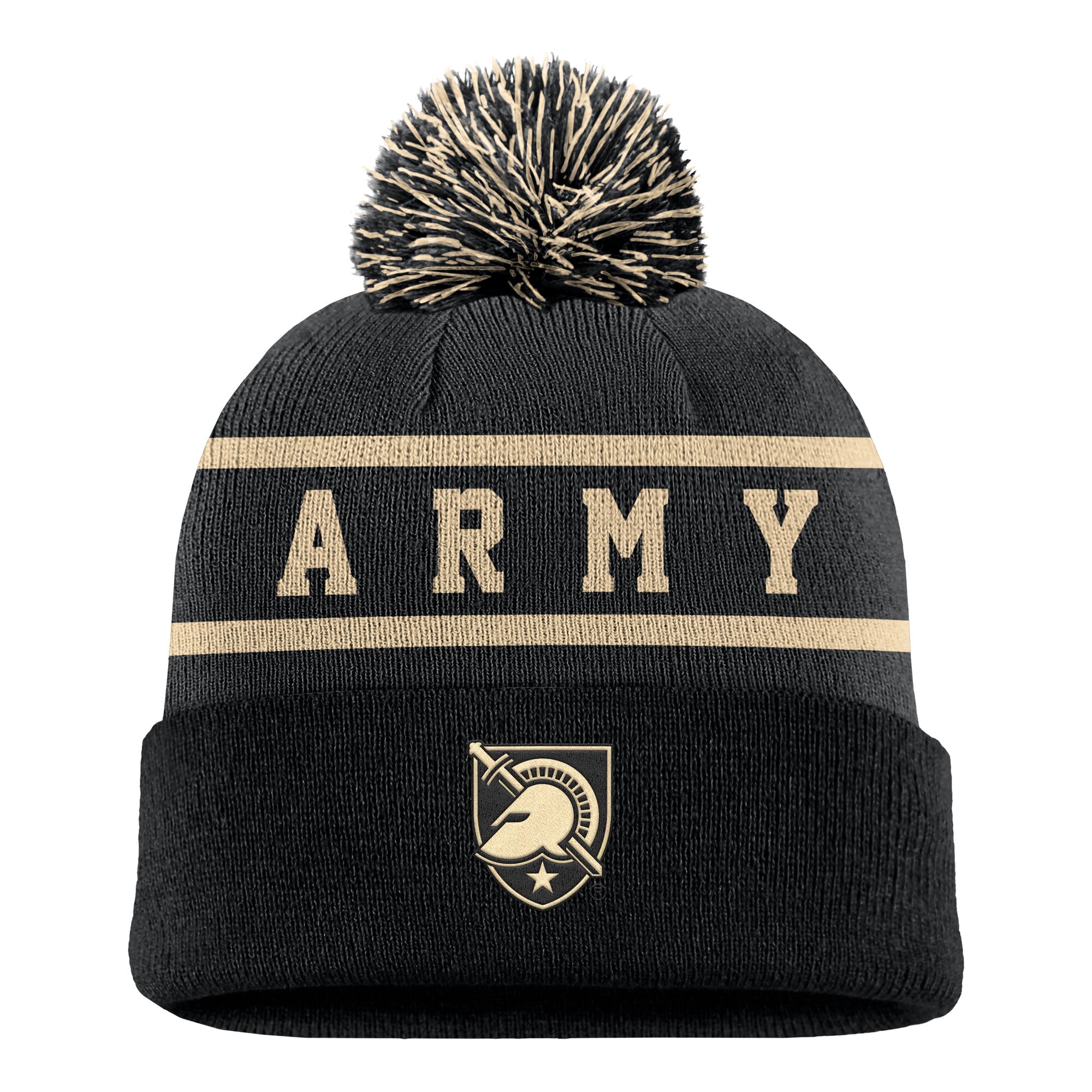 Men's Nike Black Army Black Knights Peak Cuffed Knit Hat with Pom
