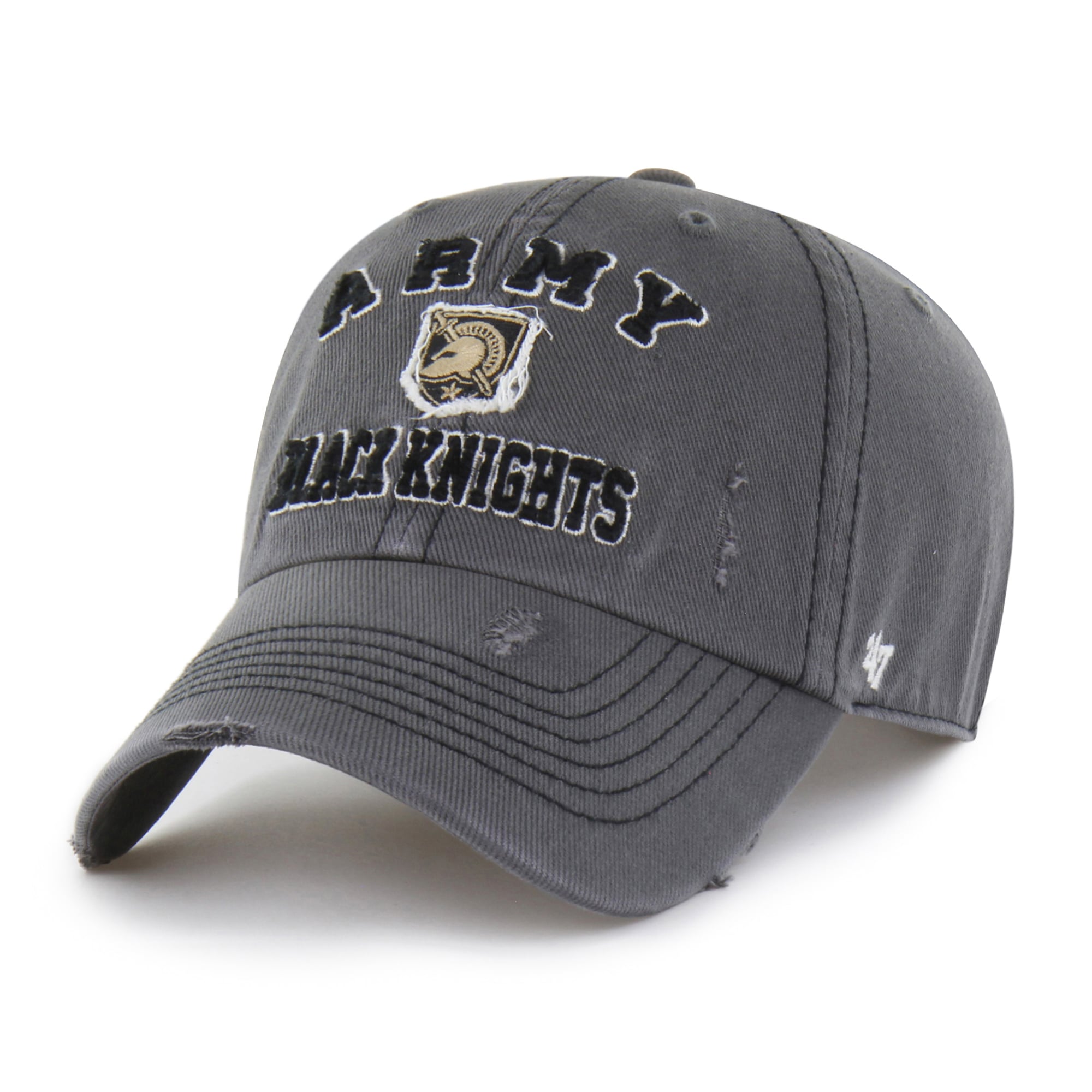 Unisex '47  Charcoal Army Black Knights Well-Worn Seymore Clean Up Adjustable Hat