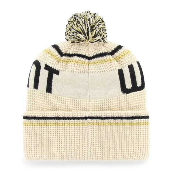 Bonnet unisexe '47 Cream Army Black Knights en maille gaufrée à revers avec pompon