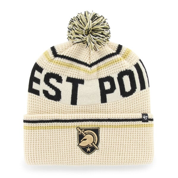 Bonnet unisexe '47 Cream Army Black Knights en maille gaufrée à revers avec pompon