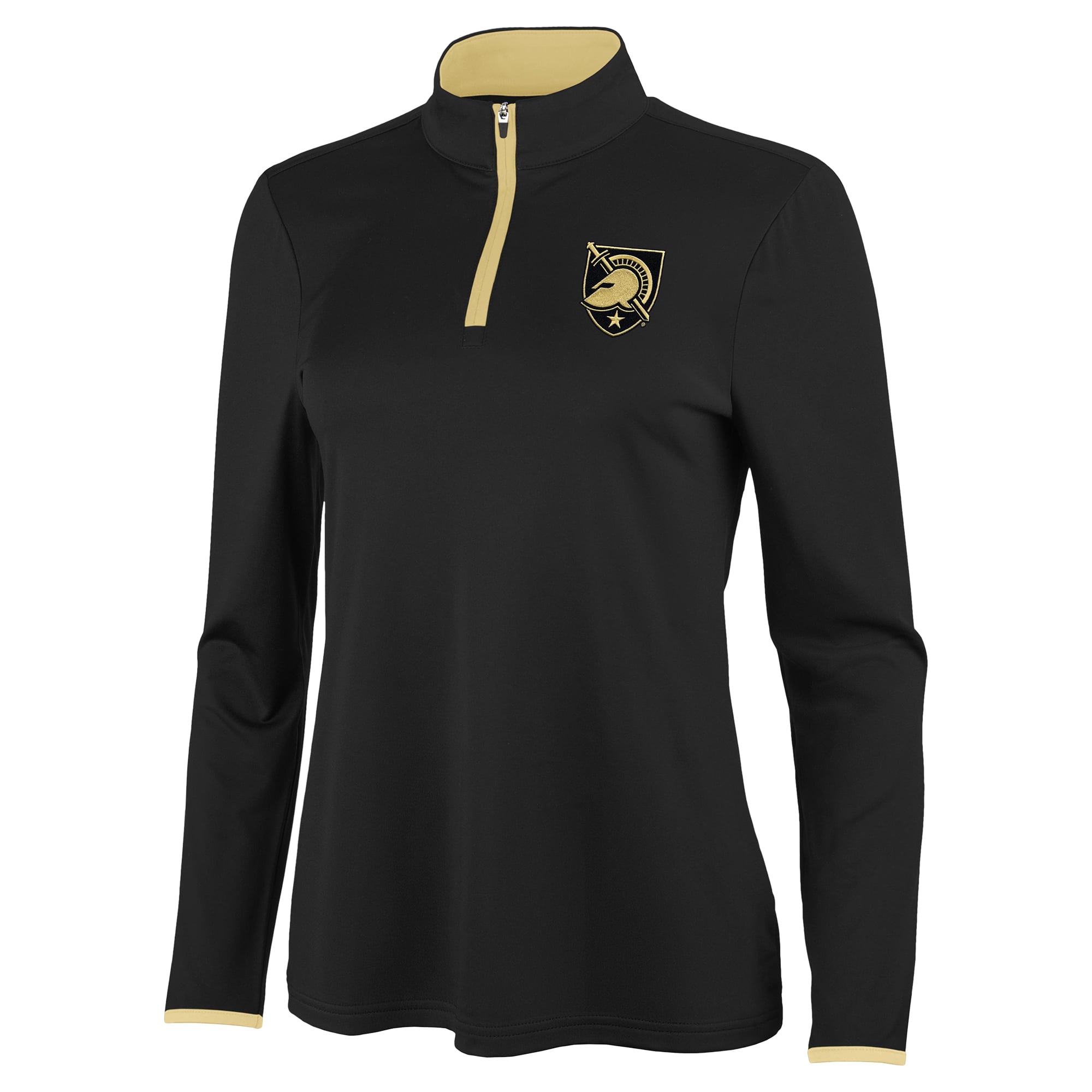 Pull à col zippé Antigua pour femme, noir et or, motif Black Knights de l'armée