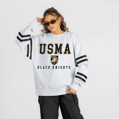 Army Black Knights Gameday Couture Women's  Stadium Stripes Oversized Fleece Sweatshirt - Ash