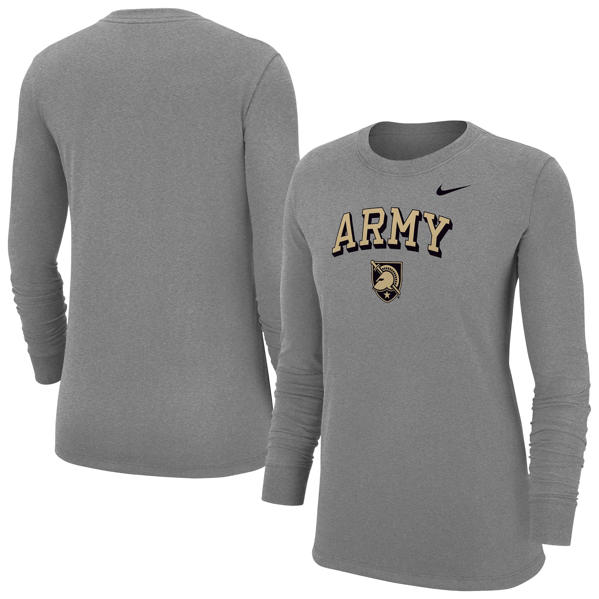 T-shirt à manches longues Nike Heather Gray Army Black Knights Core pour femme