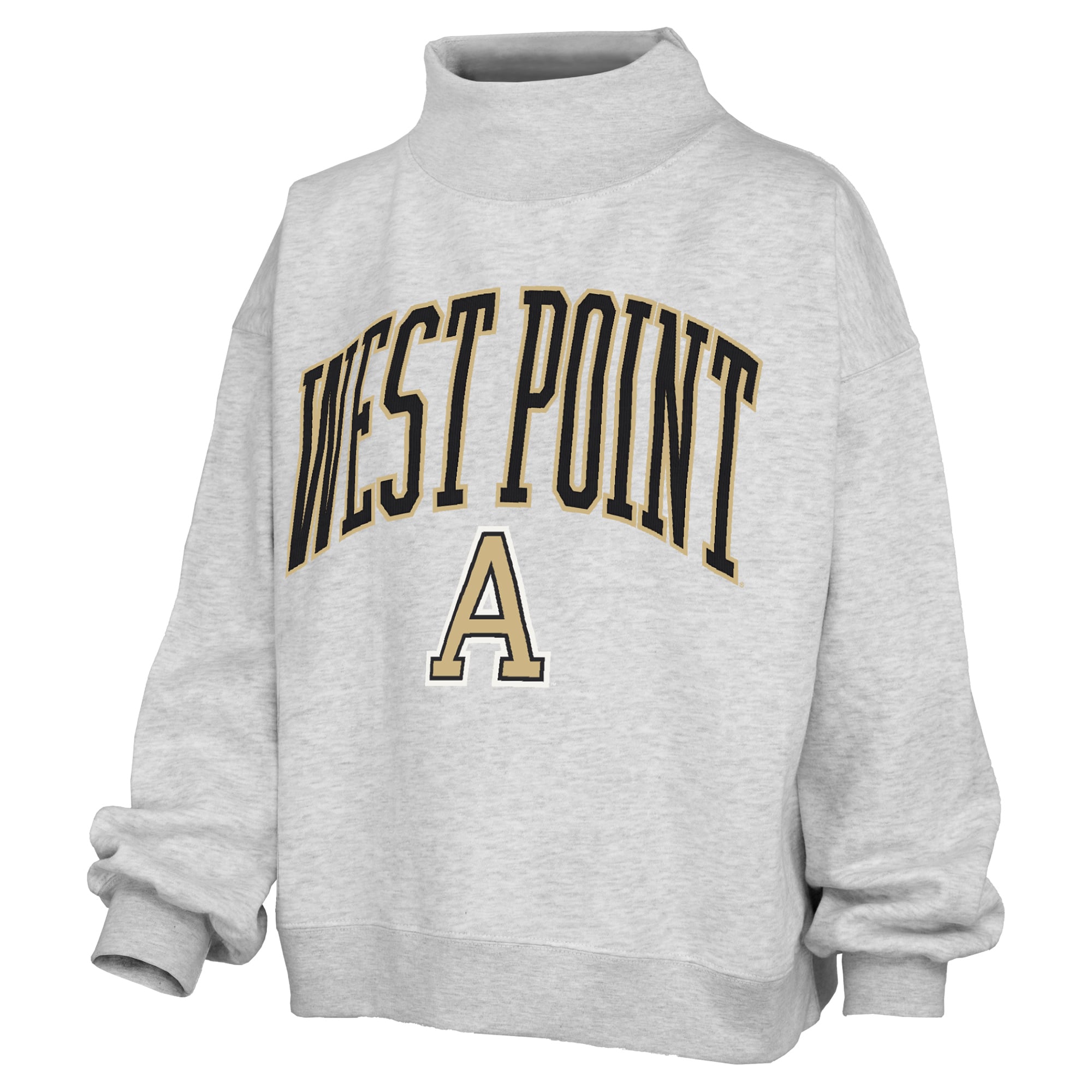 Women's Pressbox Gray Army Black Knights Nelson Texture Lingo Mock Neck Fleece Sweatshirt