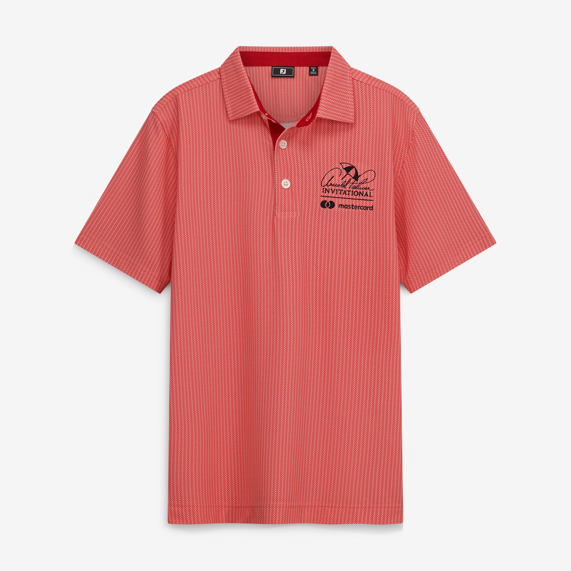 Youth FootJoy  Crimson Arnold Palmer Invitational Tee Time Print Lisle ProDry Polo
