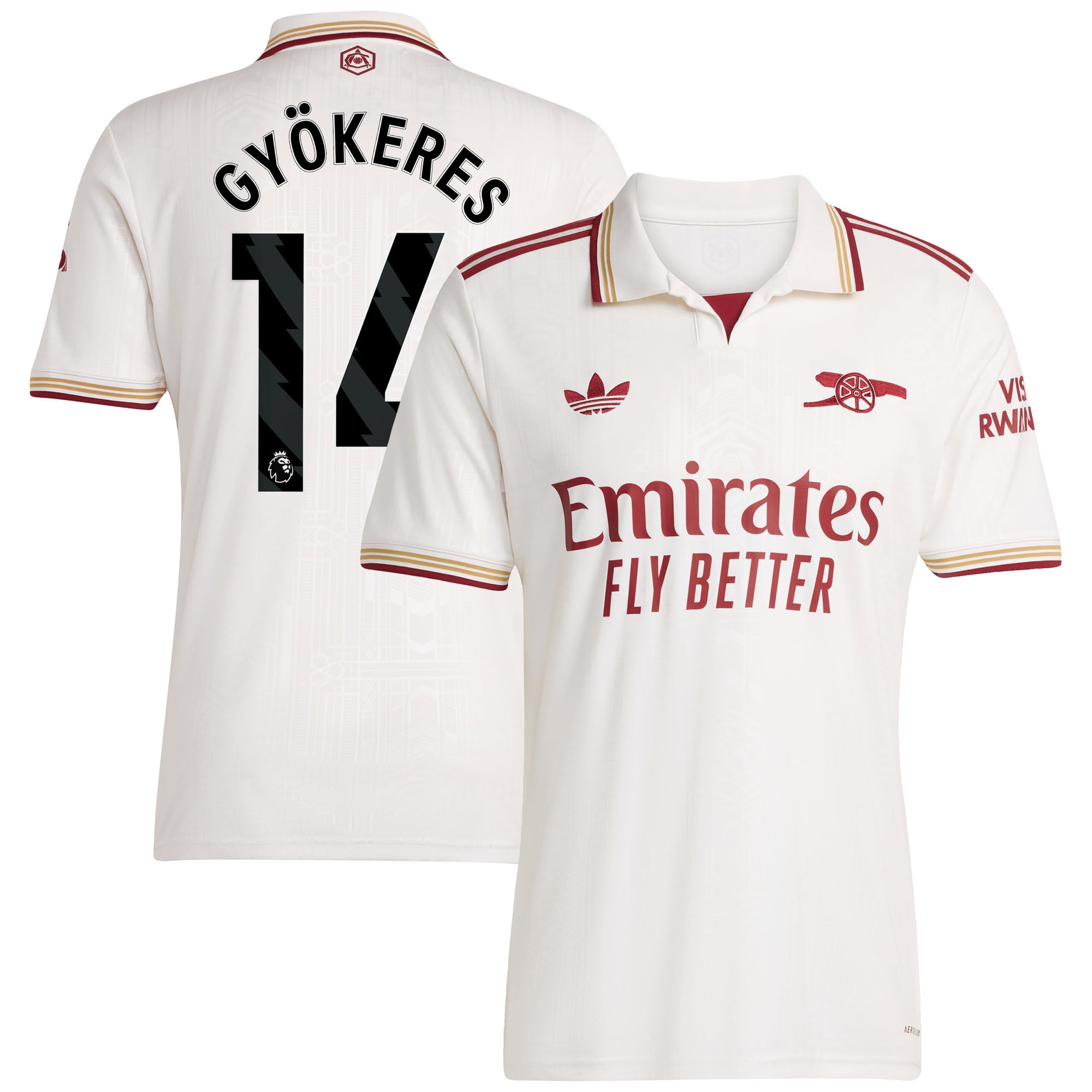Arsenal adidas Third Shirt 2025-26 with Gyökeres 14 printing