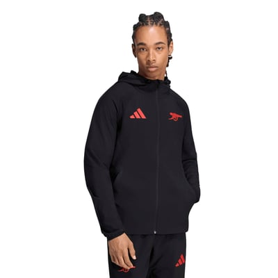 Arsenal adidas Tiro Travel Full Zip Windbreaker - Black