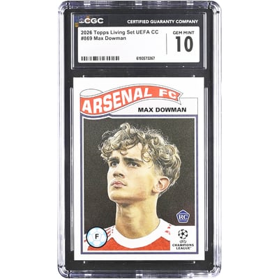 Carte Max Dowman Arsenal 2026 Topps Living Set UEFA CC #869 authentifiée CGC (lot de 10)