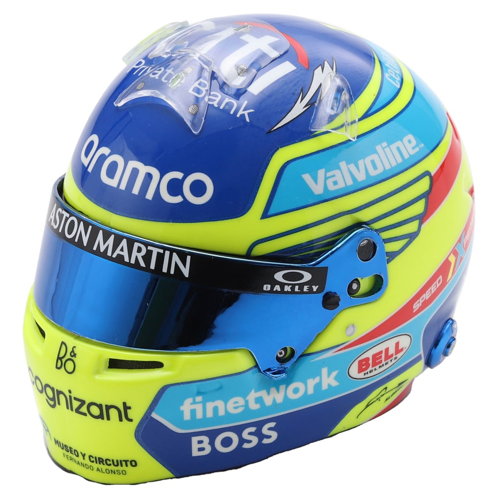 Casque Miniature F1 Fernando Alonso - Édition Grand Prix Du Mexique 2024 Aston Martin - Échelle 1/5, Modèle Spark Officiel - Idéal Collection