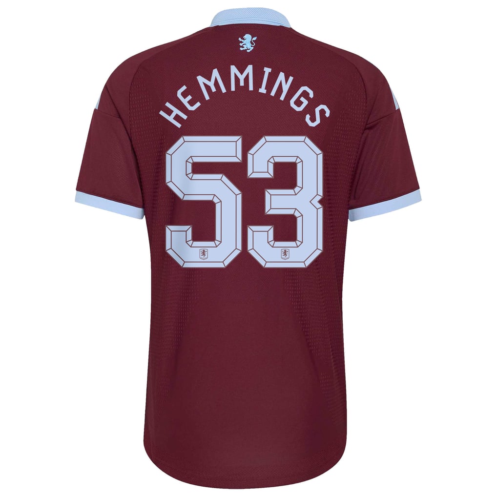 Aston Villa adidas Home Authentic Shirt 2026-27 with Hemmings 53 printing