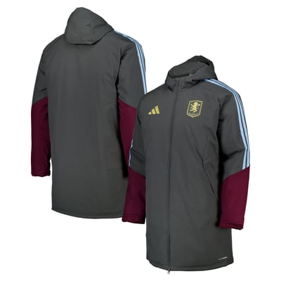 Aston Villa adidas Training Stadium Parka Jacket - Charcoal