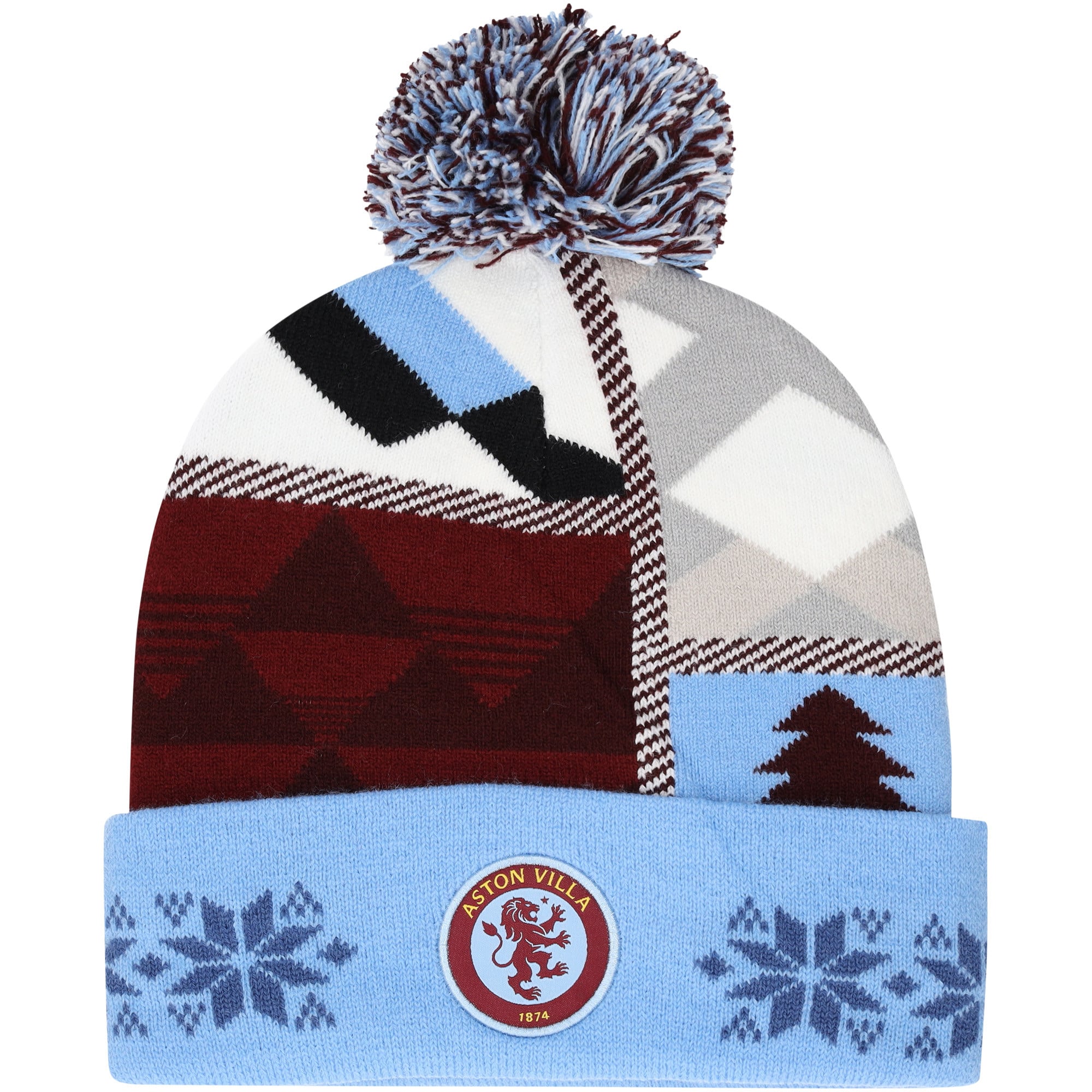 Aston Villa Retro Mashup Christmas Bobble Hat Claret Sky Adults Aston Villa Retro Mashup Christmas Bobble Hat Claret Sky Adults