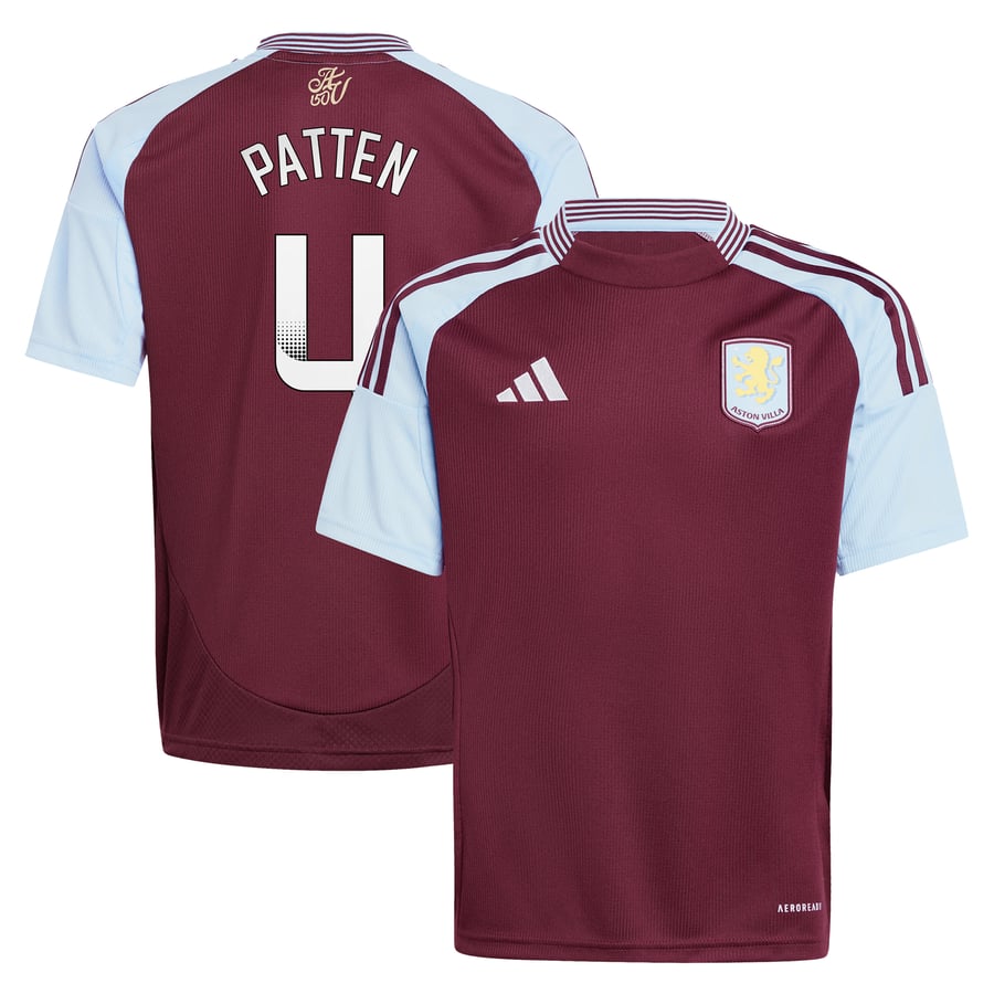 Aston Villa WSL Adidas Home Shirt 2024-25 - Kids with Patten 4 printing
