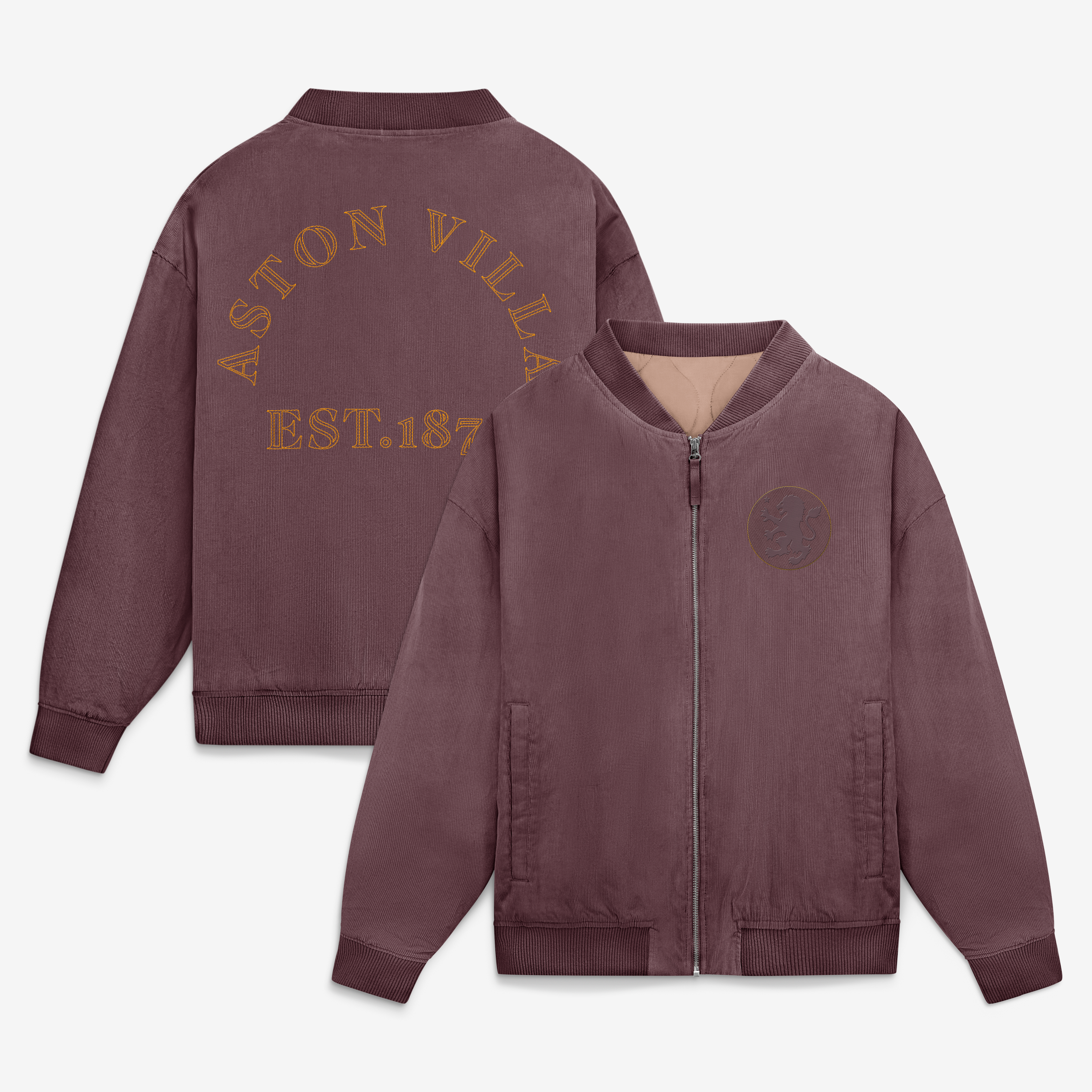 Veste bomber en velours côtelé bordeaux Aston Villa pour homme de Fanatics